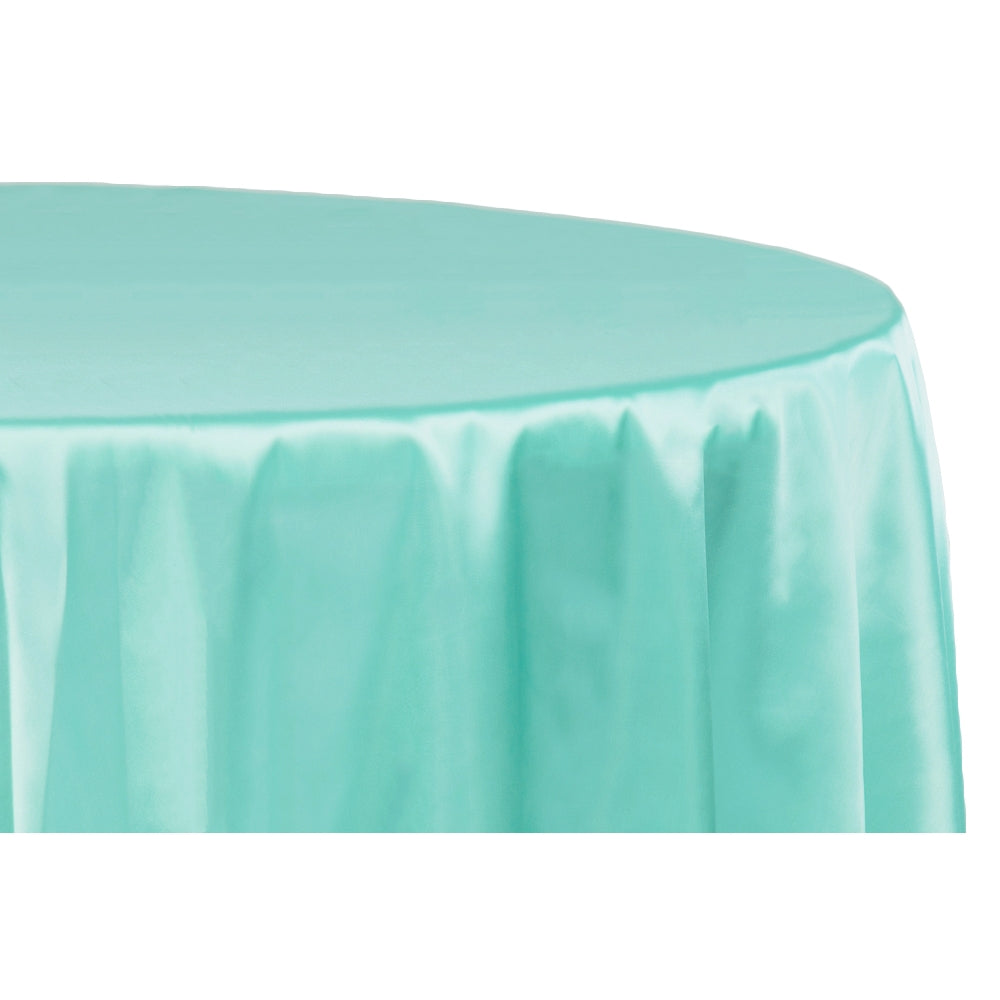 Premium 108-Inch Round Satin Tablecloth in Light Turquoise - Elegant Dining & Wedding Decor for Formal Events