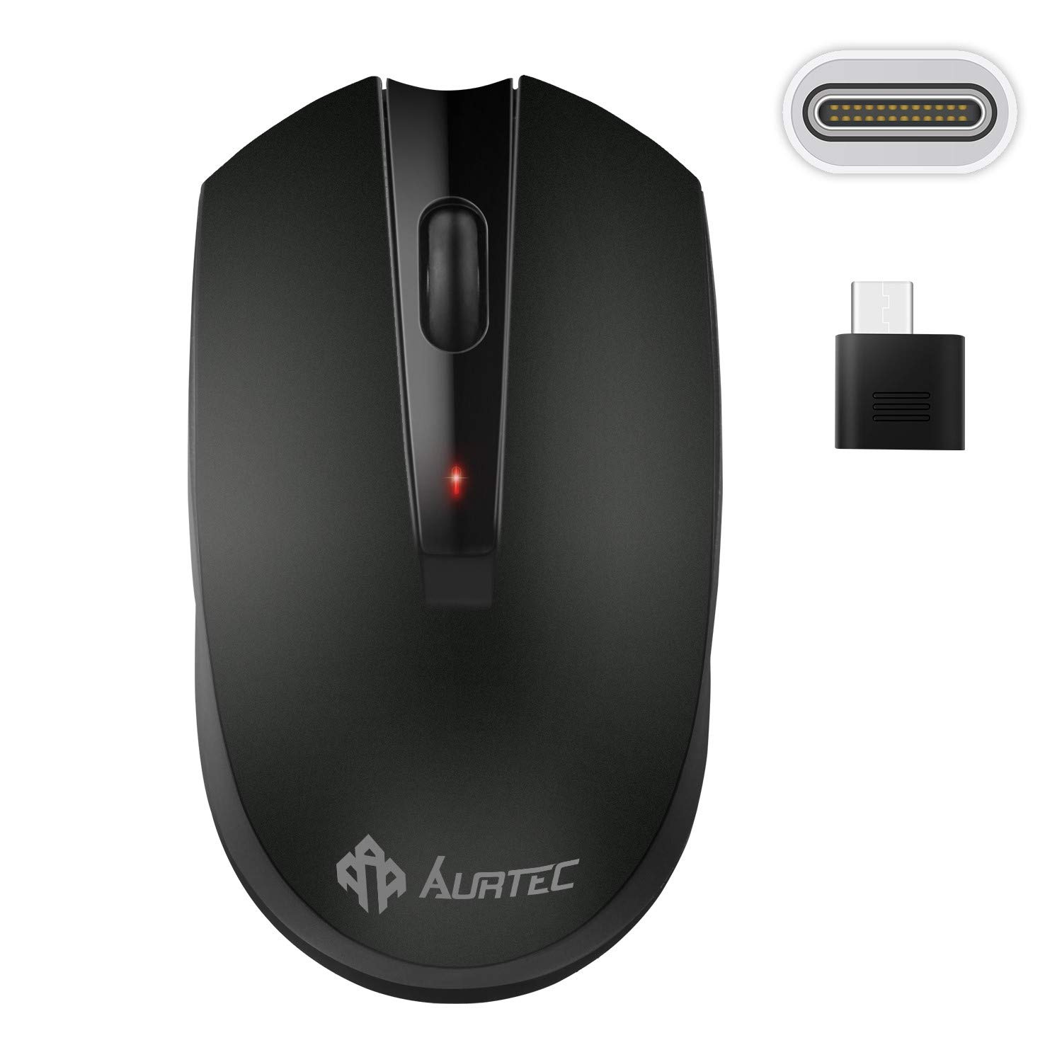 AURTEC 2.4GHz USB-C Wireless Mouse for Laptop, PC, MacBook - Ergonomic Type C Wireless Mouse with Silent Click - Perfect for Office, Home, and Travel Use