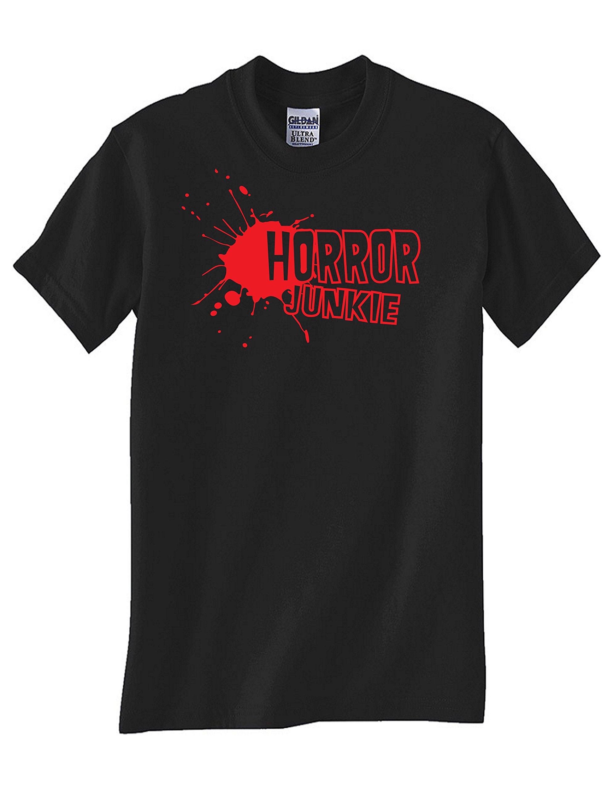 STUFF WITH ATTITUDE Horror Junkie Black T-Shirt | Gothic Graphic Tee for Men & Women | Perfect for Halloween, Horror Conventions & Alternative Fashion