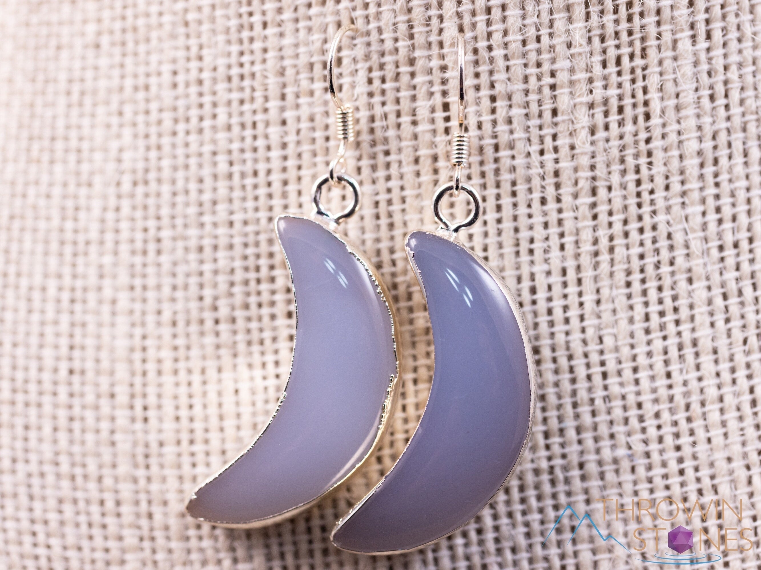 Blue Chalcedony Crystal Crescent Moon Dangle Earrings – Handmade Drop Earrings for Women, Boho Chic Jewelry Gift | Perfect for Parties, Weddings & Everyday Wear (Style E2096)