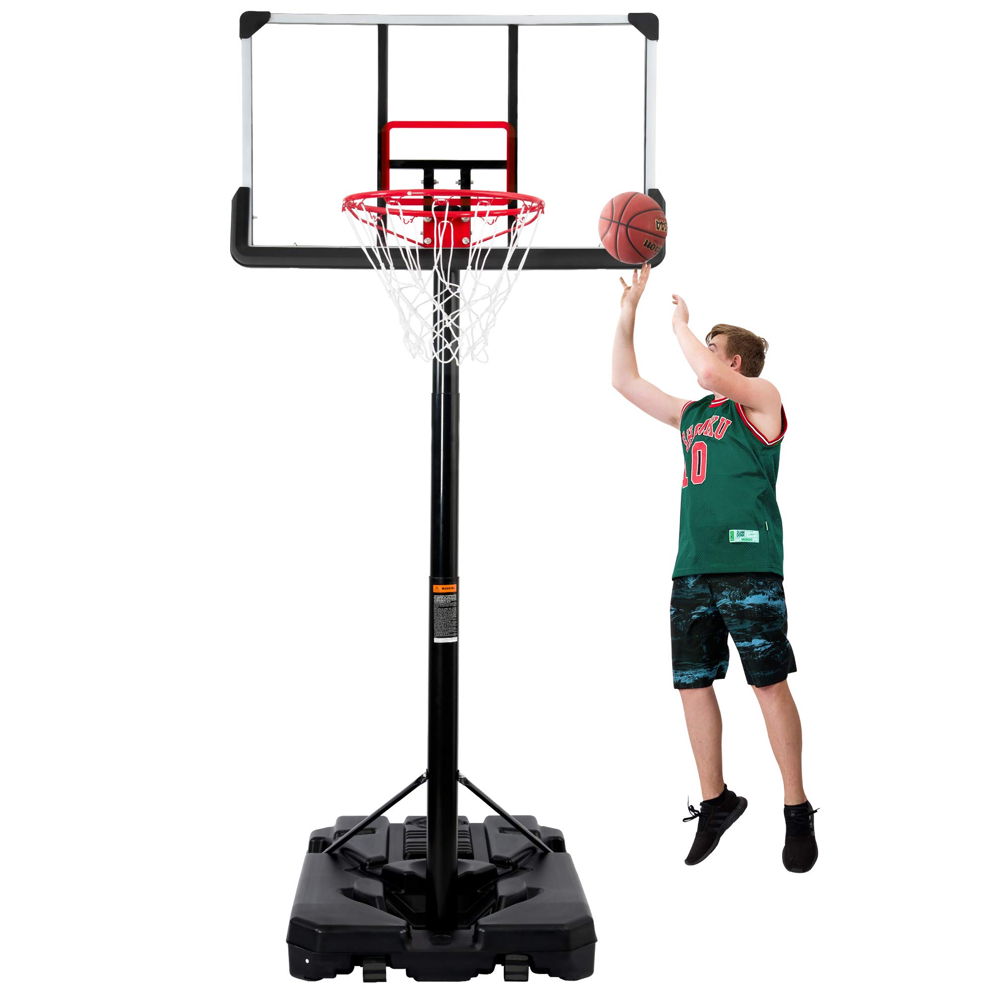 Adjustable Portable Basketball Hoop & Goal System for Outdoor Play - 6.6ft to 10ft Height Adjustment for Youth & Adults - Perfect for Driveway, Backyard, and Park Basketball Games