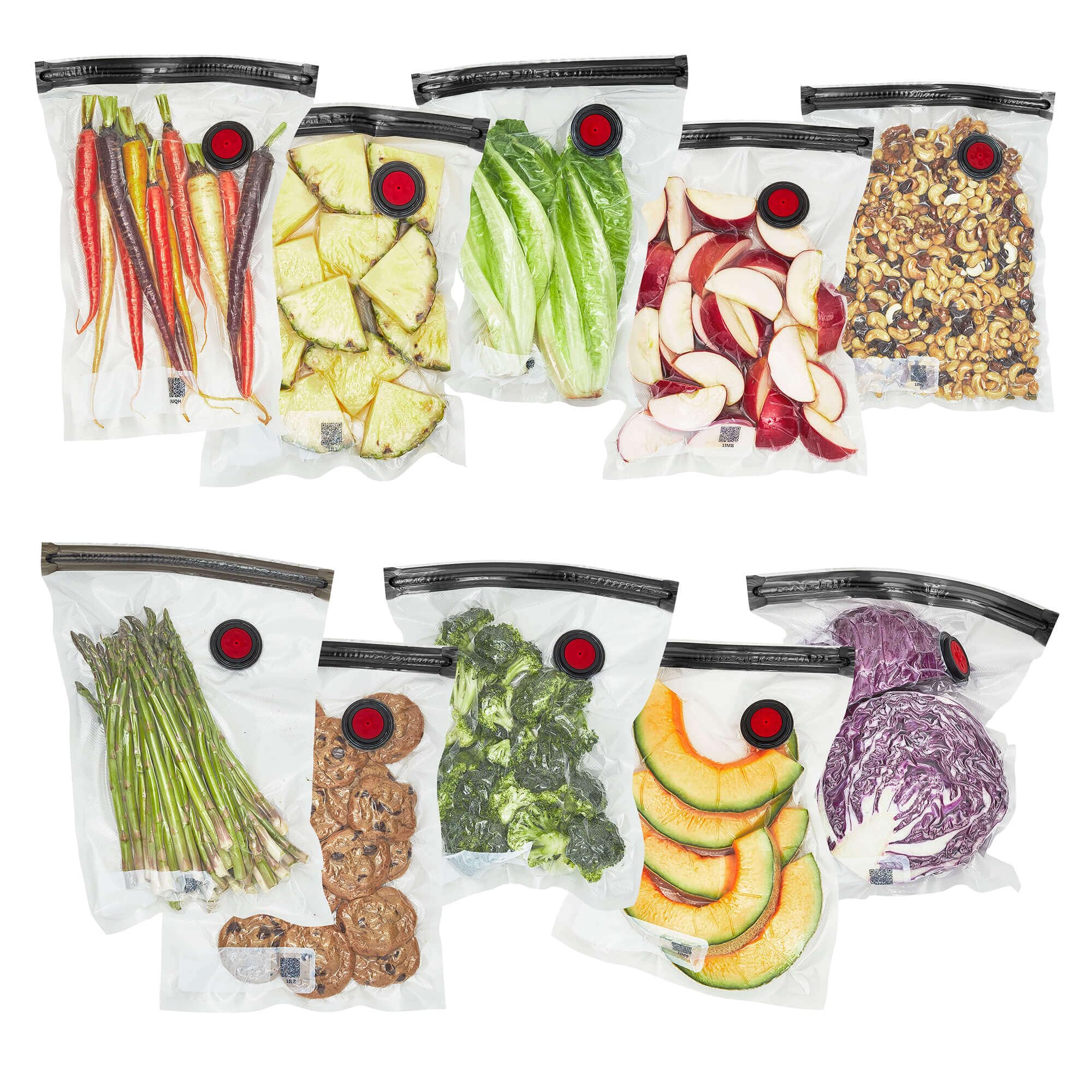 ZWILLING Fresh & Save 10-Piece Vacuum Sealer Bags Set - 1 Gallon Reusable Food Storage Bags for Sous Vide, Meal Prep & Snacks | Dishwasher Safe, Medium Size, Clear | Perfect for Freezing, Marinating & Sous Vide Cooking
