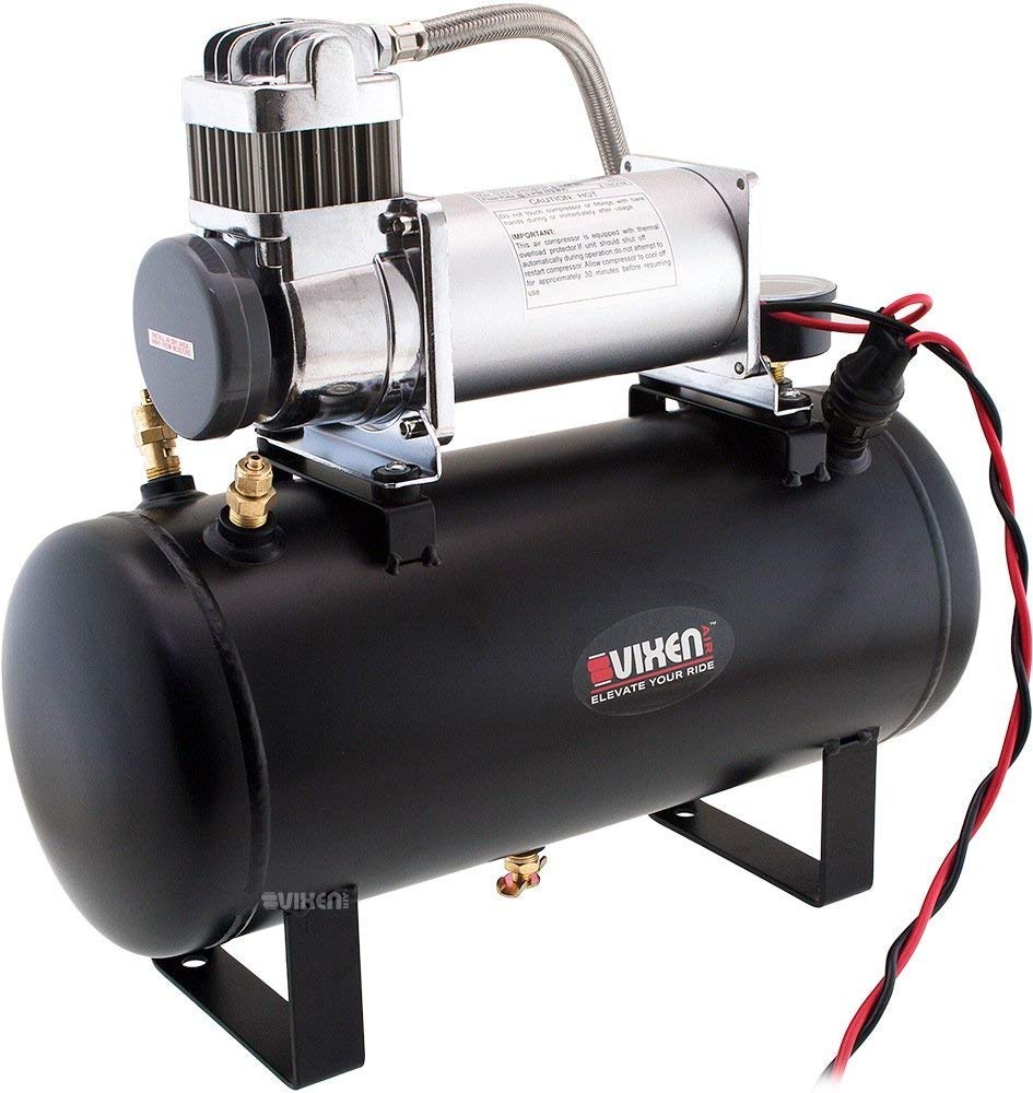 Vixen Horns 2 Gallon Air Tank & 150 PSI Compressor Kit (VXO8560) with Wiring Kit (VXK7599) Bundle - Perfect for Vehicle Air Suspension, Tire Inflation, and Off-Roading Accessories