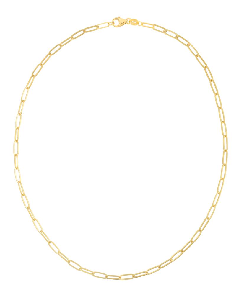 14K Gold 3.5mm Paperclip Chain Necklace - Dainty Minimalist Jewelry for Women, Perfect for Layering & Everyday Wear