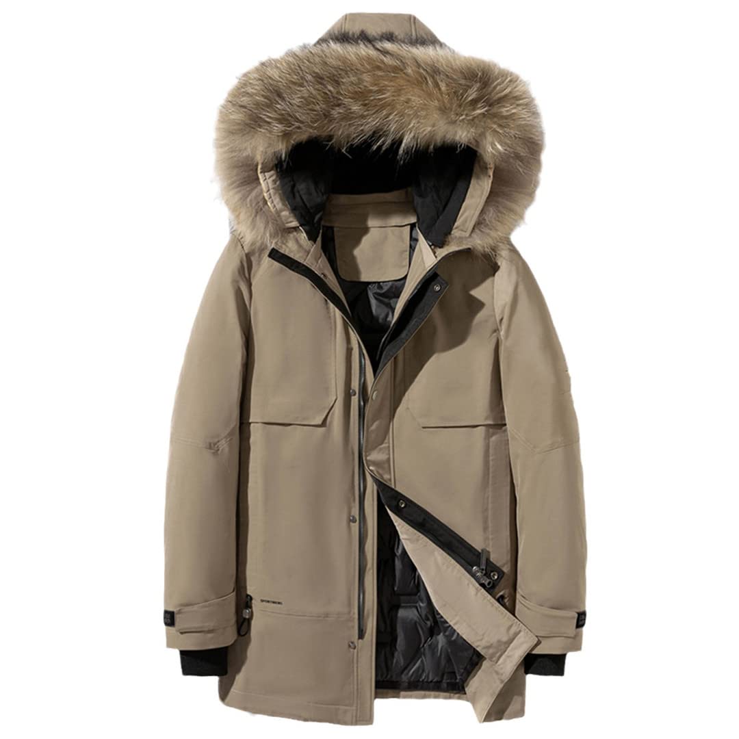 PYTRXGBO Men's Winter Warm White Duck Down Jacket - Hooded Coat with Detachable Lining for Outdoor Activities, Skiing, and Cold Weather Protection