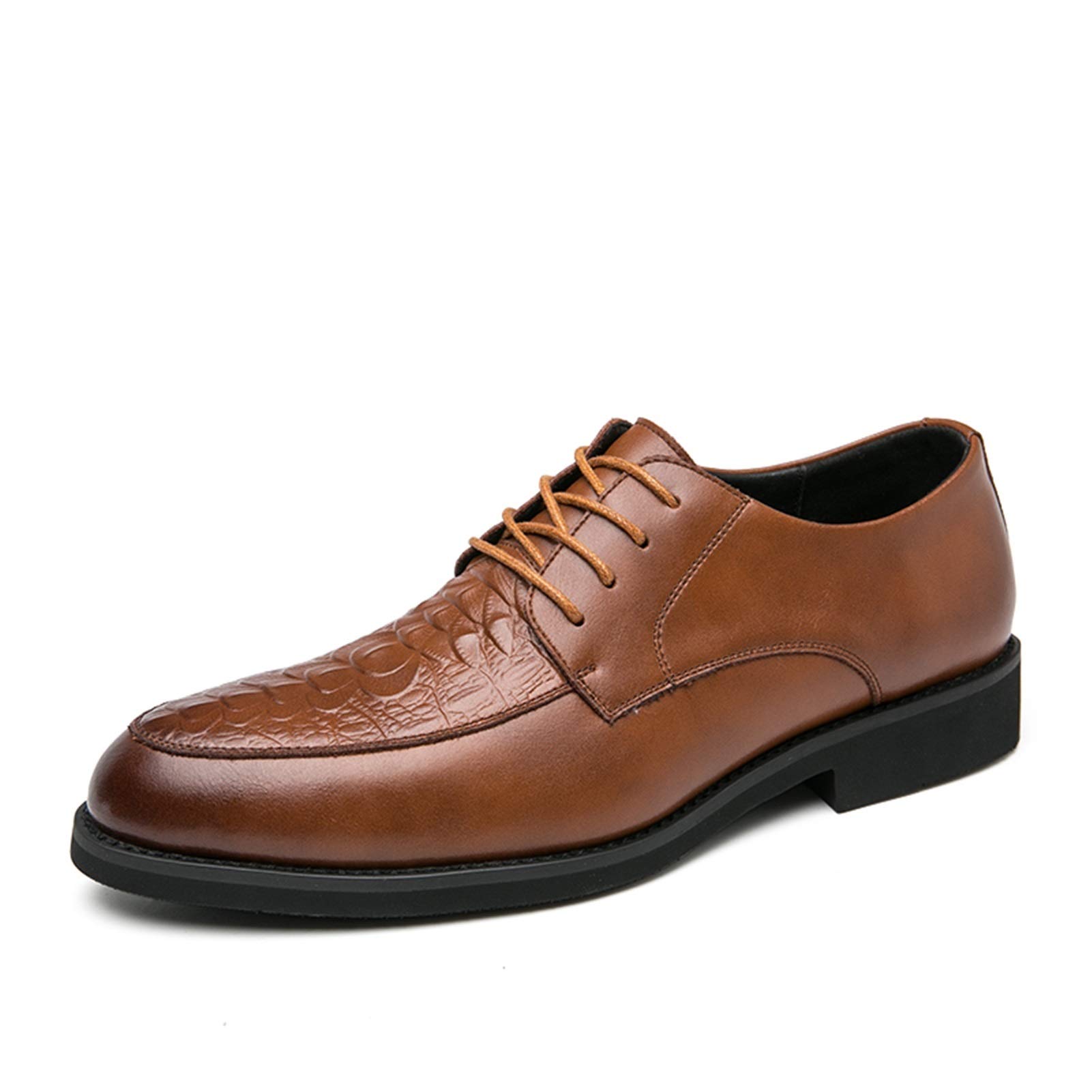Men's Classic Lace-Up Derby Shoes - Round Apron Toe, Faux Leather Upper, Anti-Slip Rubber Sole - Perfect for Wedding, Office & Formal Occasions