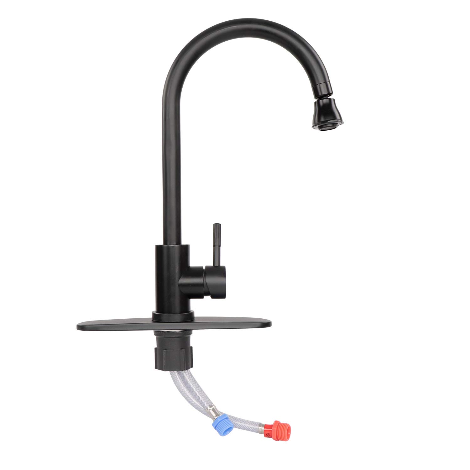 Black Gooseneck RV Kitchen Faucet with Sprayer - Perfect for Campers & Trailers