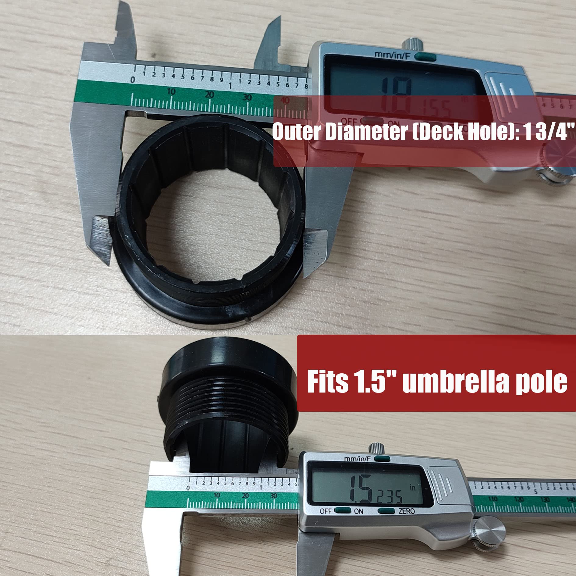 2Pcs Pool Umbrella Stabilizer Adapter - Threaded Adapter Sleeves for 1.75