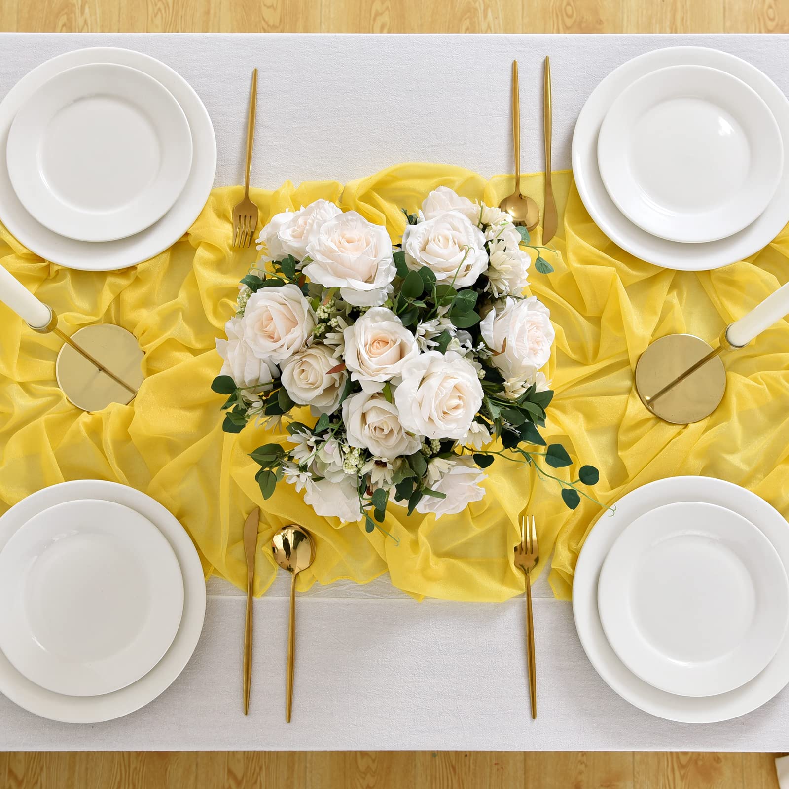10-Pack Sheer Chiffon Table Runners 10ft (120 Inches) Long - Elegant Wedding, Bridal Shower, Baby Shower & Party Decorations - 29x120 Inches - Perfect for Banquets, Receptions & Holiday Table Settings