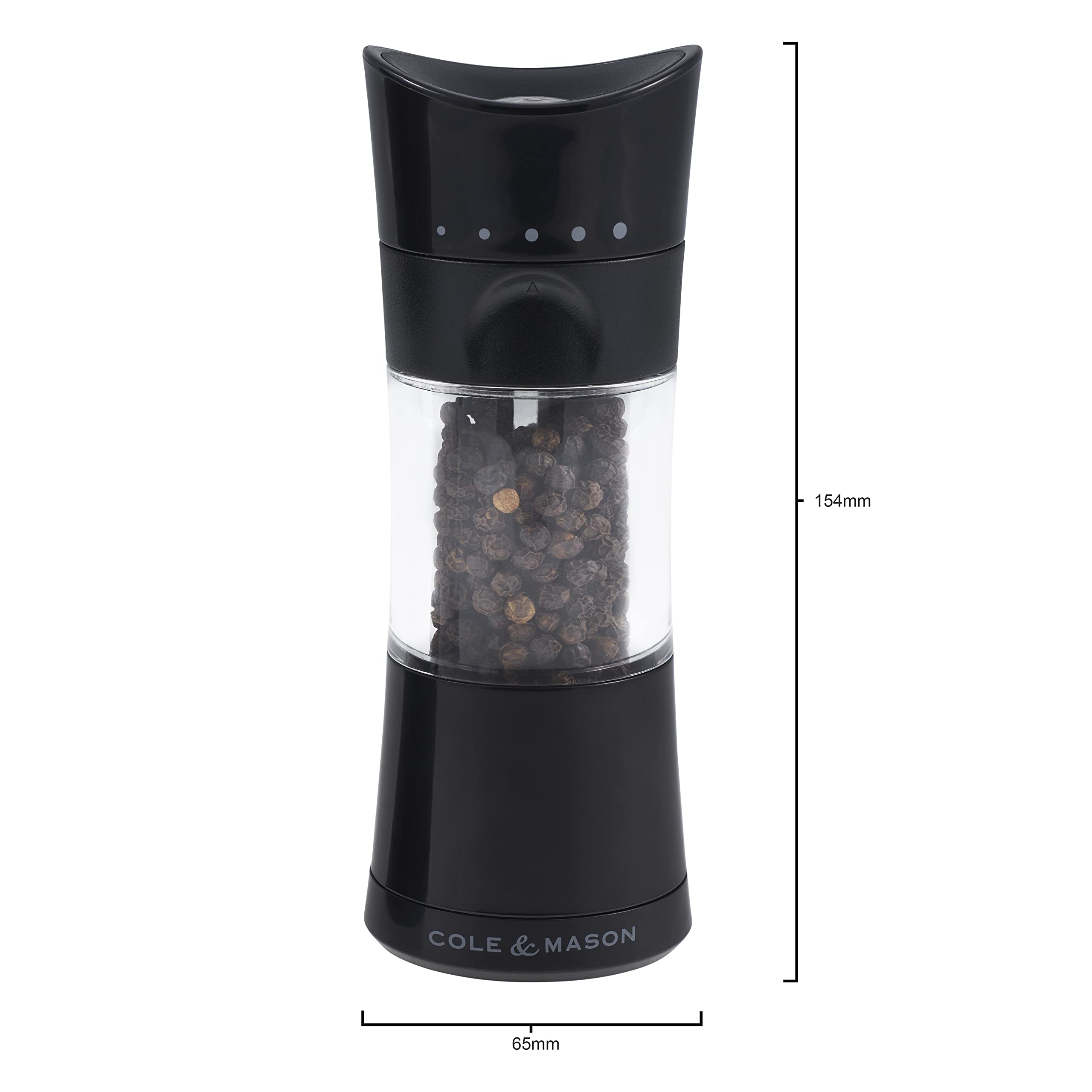 Cole & Mason Harrogate Black Salt and Pepper Grinder Set - Adjustable Ceramic Mechanism, Inverta Design, ABS Plastic (6.1 Inch) - Perfect for Kitchen, Dining Table & Gift Giving - Includes 2 Premium Mills for Freshly Ground Spices