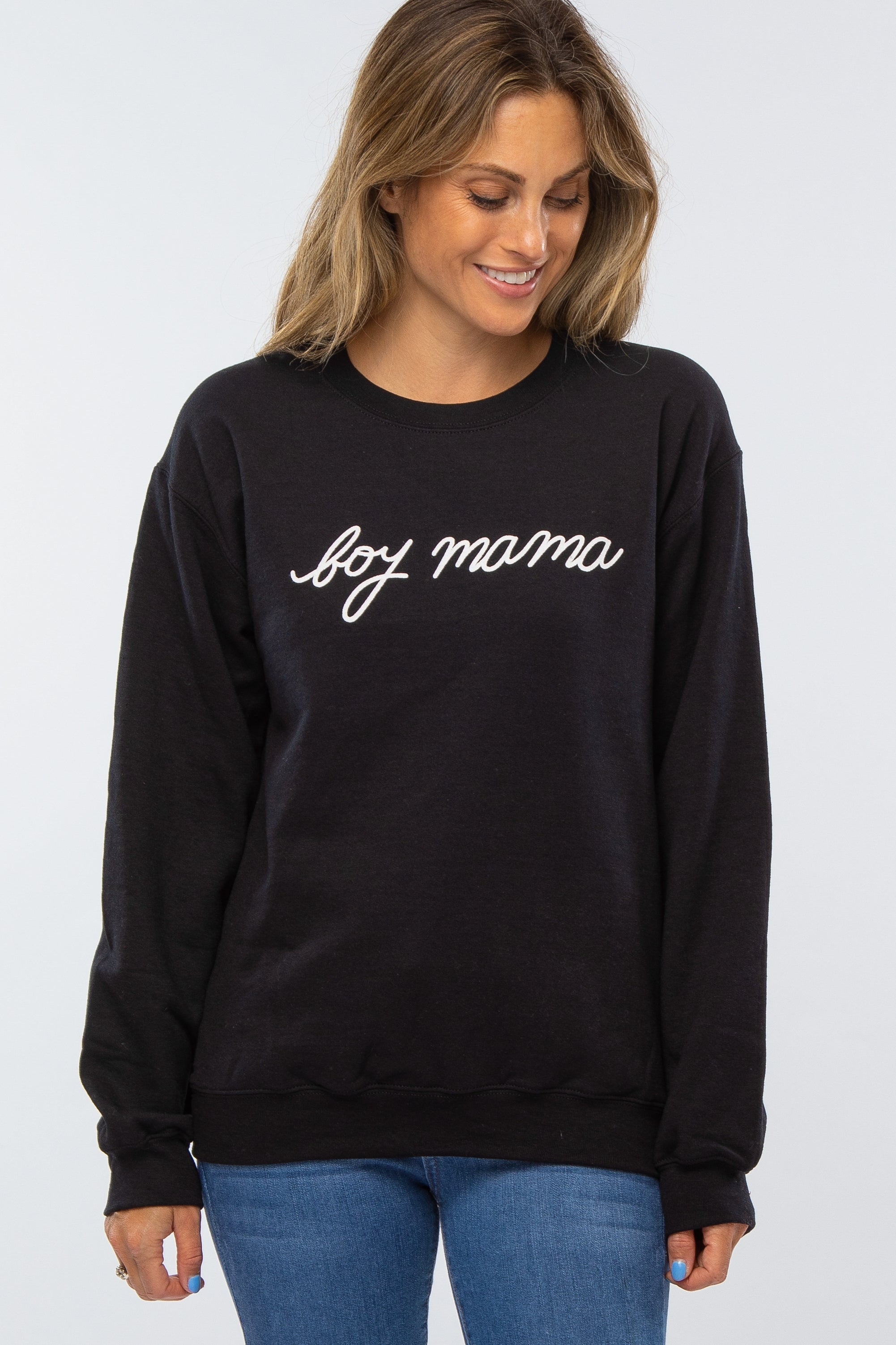 Black Boy Mama Fleece Maternity Sweatshirt - Soft Comfortable Pregnancy Hoodie for Expecting Mothers - Perfect for Casual Wear, Baby Showers & Maternity Photos