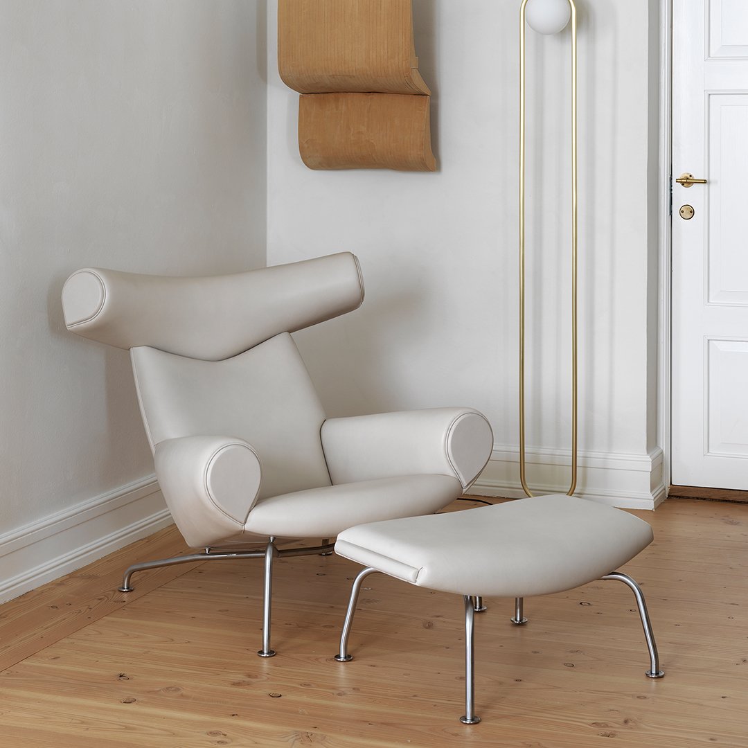 Erik Jørgensen Wegner Ox Chair - Mid Century Modern Leather Lounge Chair for Living Room, Office & Reading Nook - Scandinavian Design Replica