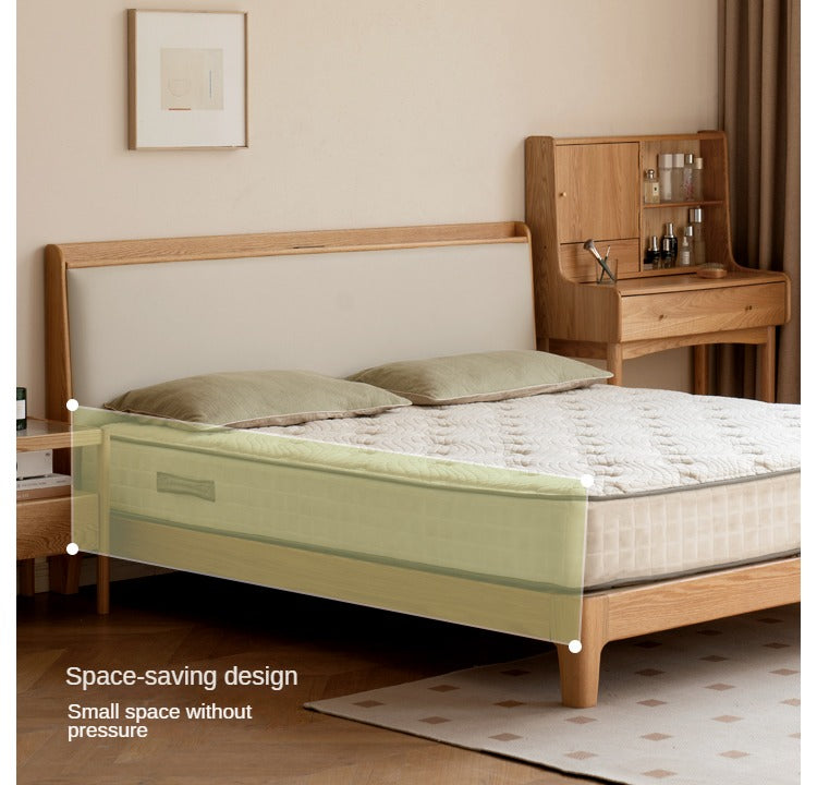 Solid Oak Wood Modern Minimalist Bed Frame - Durable & Stylish for Bedroom, Guest Room, or Studio Apartment