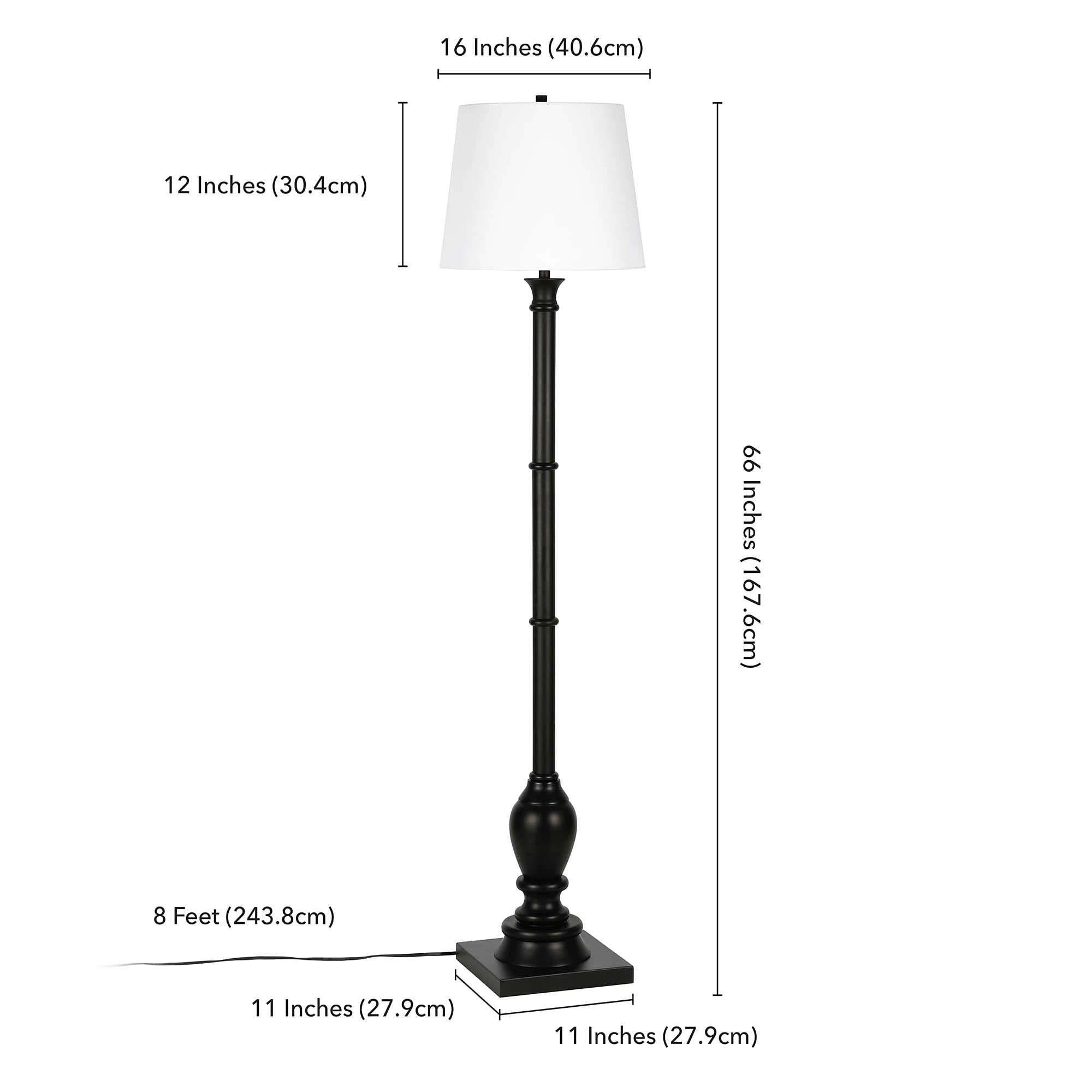 Henn&Hart Farmhouse Floor Lamp with Fabric Shade - Blackened Bronze Finish for Living Room, Bedroom, Office | Rustic Home Decor Lighting for Reading & Relaxation
