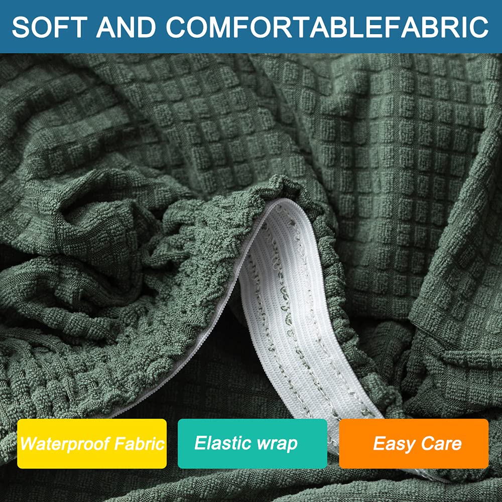 Lygooh Waterproof Dining Chair Covers Set of 2 - Stretch Jacquard Washable Seat Protectors for Kitchen & Dining Room - Green Slipcovers (2 PCS) - Perfect for Family Meals, Dinner Parties & Pet-Friendly Homes