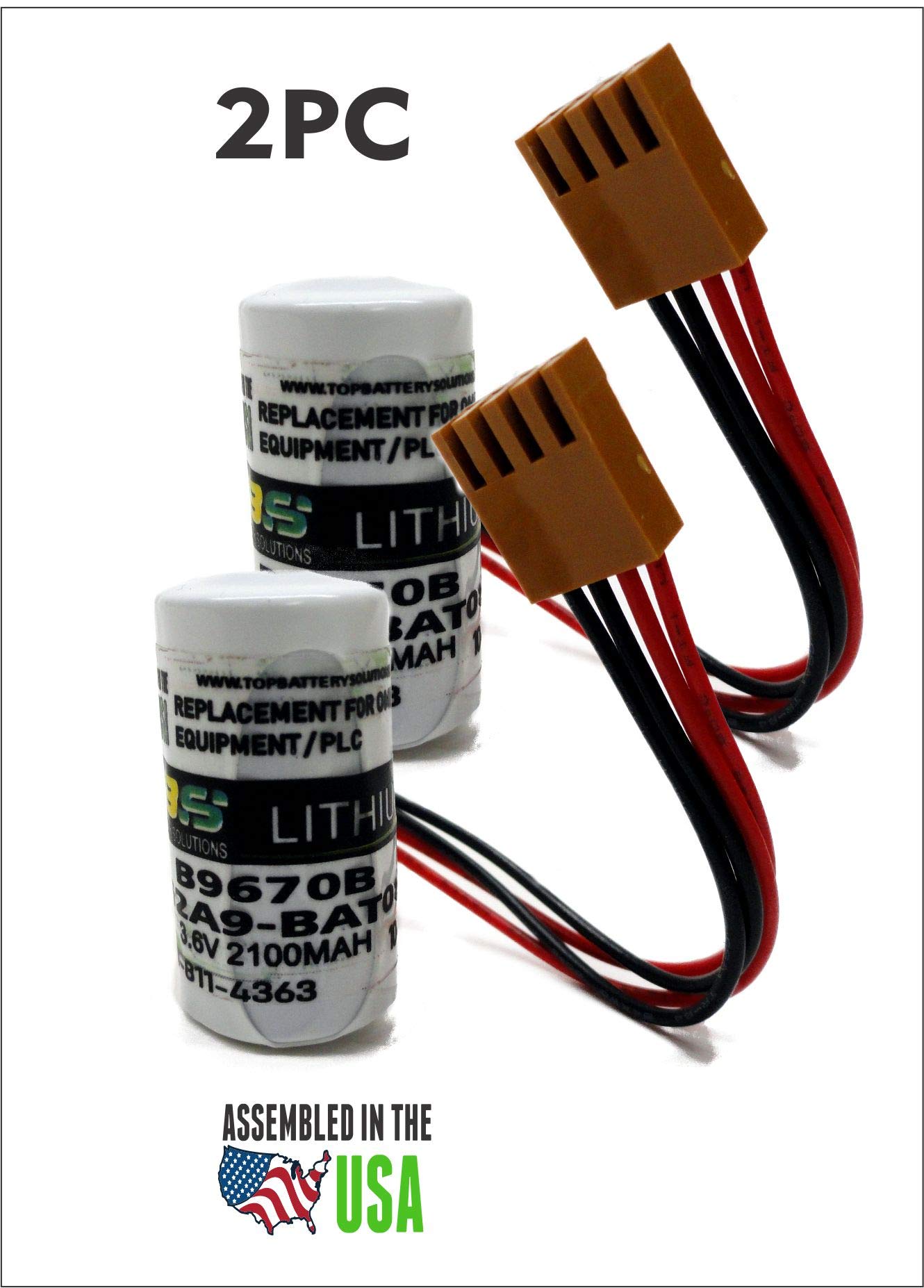 2PC B9670B Replacement Battery for PLC Logic Controller & Industrial Computer - Power Backup for Automation Systems & Industrial Equipment