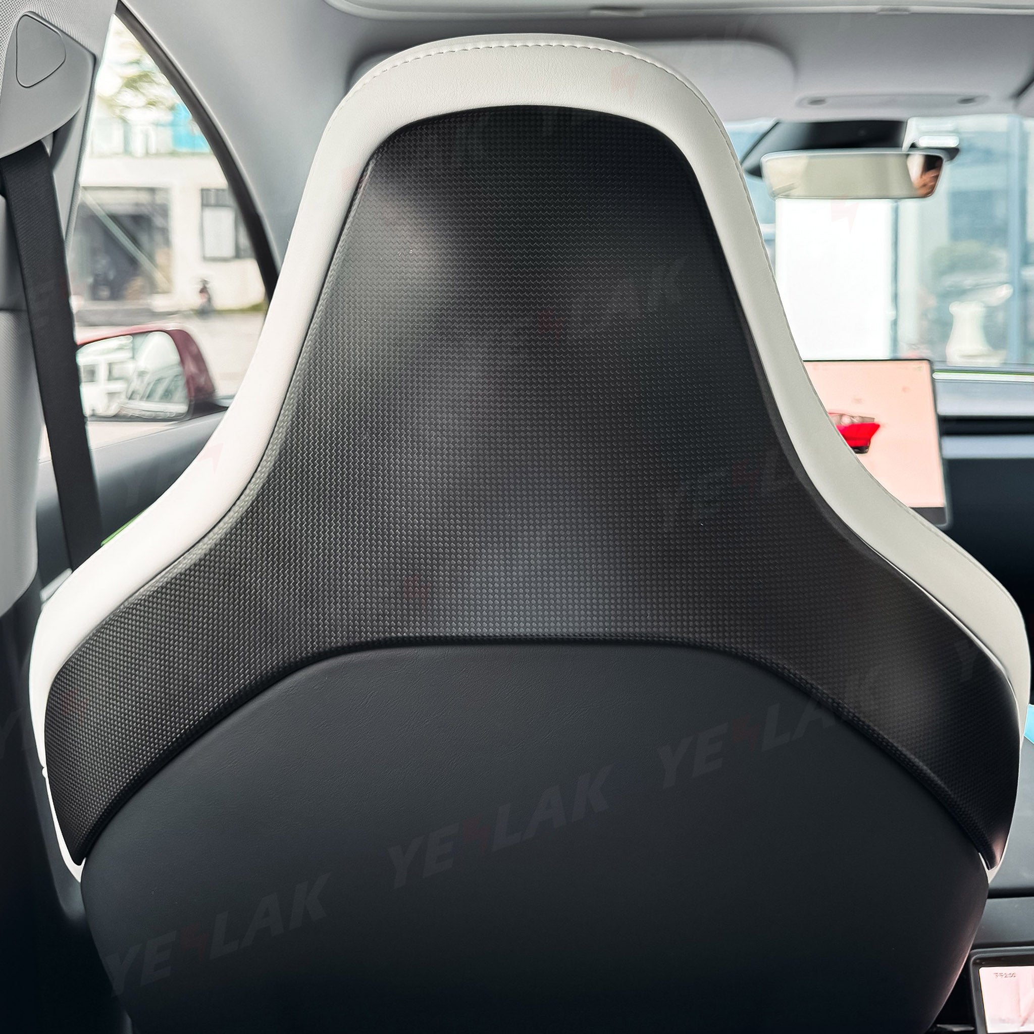 Premium Real Carbon Fiber Seat Back Covers for Tesla Model 3 Performance 2024+ (Plain Weave) - Lightweight & Durable Interior Upgrade for Enhanced Style & Protection