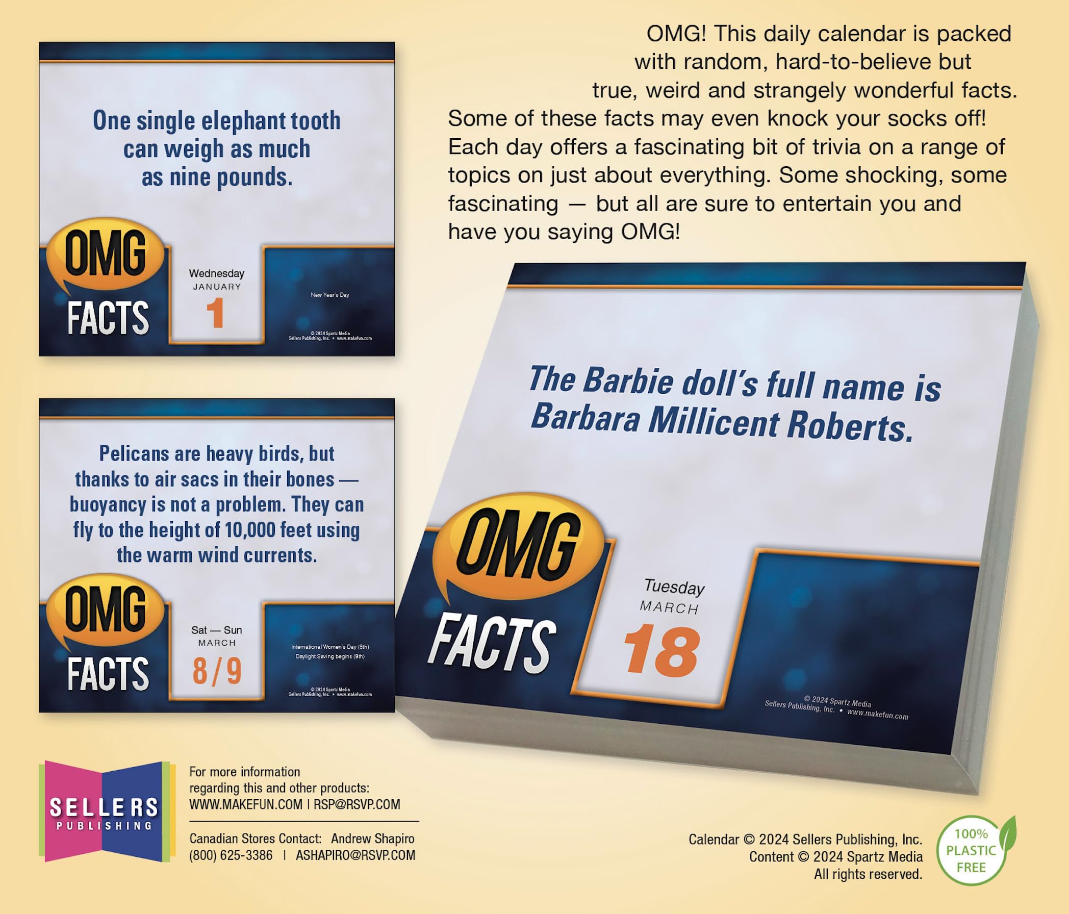 OMG Facts 2025 Boxed Daily Desk Calendar - Amazing True Facts for Office & Home Decor | Perfect Gift for Trivia Lovers & Fun Facts Enthusiasts