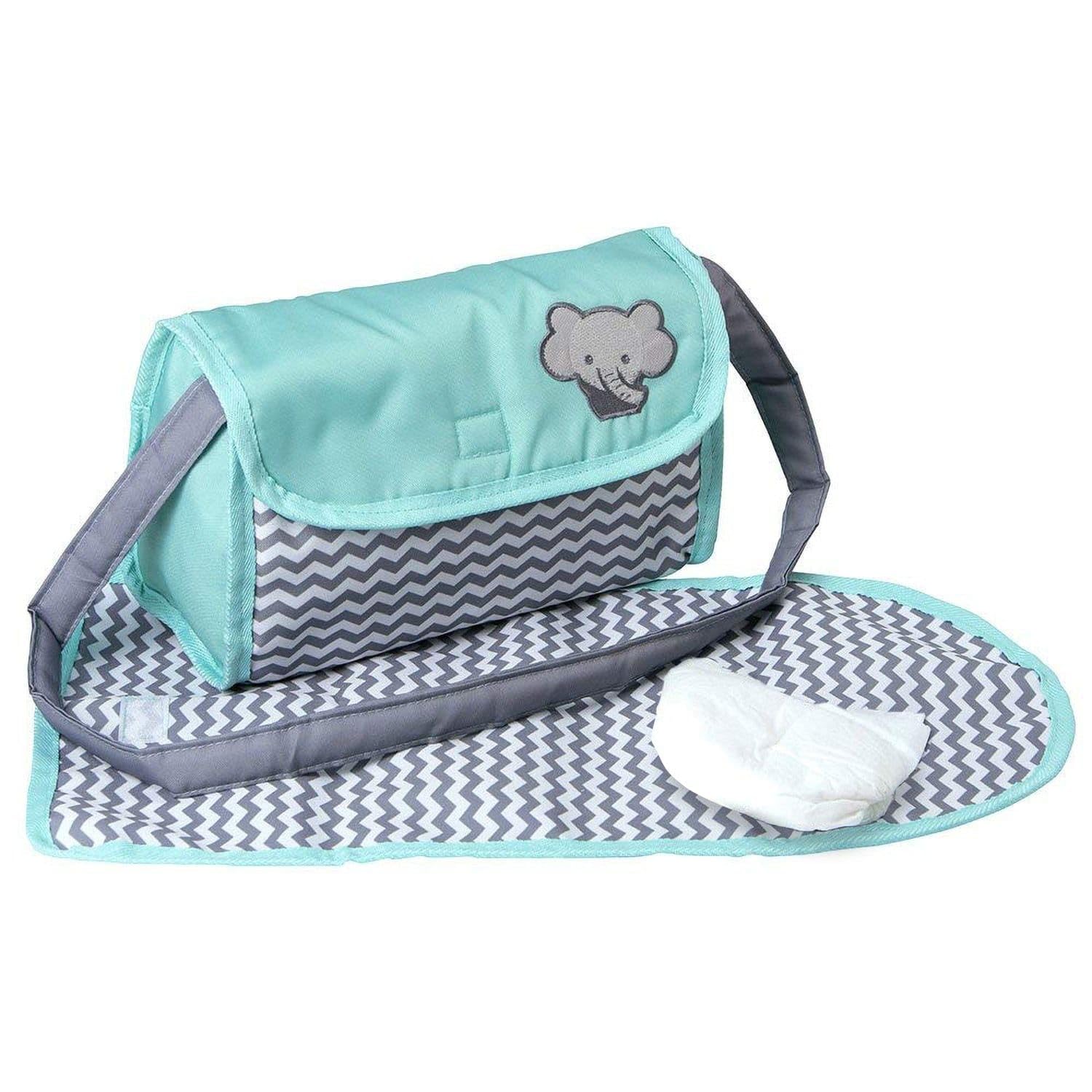 ADORA Zigzag Baby Doll Diaper Bag & Accessories Set for Toddlers Age 3+ - Includes Changing Pad, Doll Diapers & Storage Bag - Perfect for Pretend Play, Role Play & Early Childhood Development - Cute Zigzag Print Design