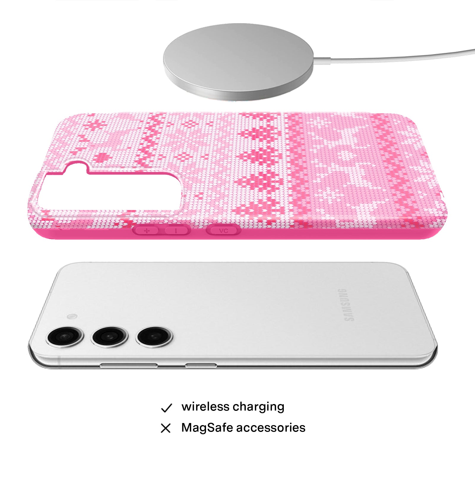 Bubble Gum Sweater Pattern Samsung Phone Case - Trendy Cute Protective Cover for Galaxy S23/S22/S21/S20 - Perfect for Casual Outings & Selfies