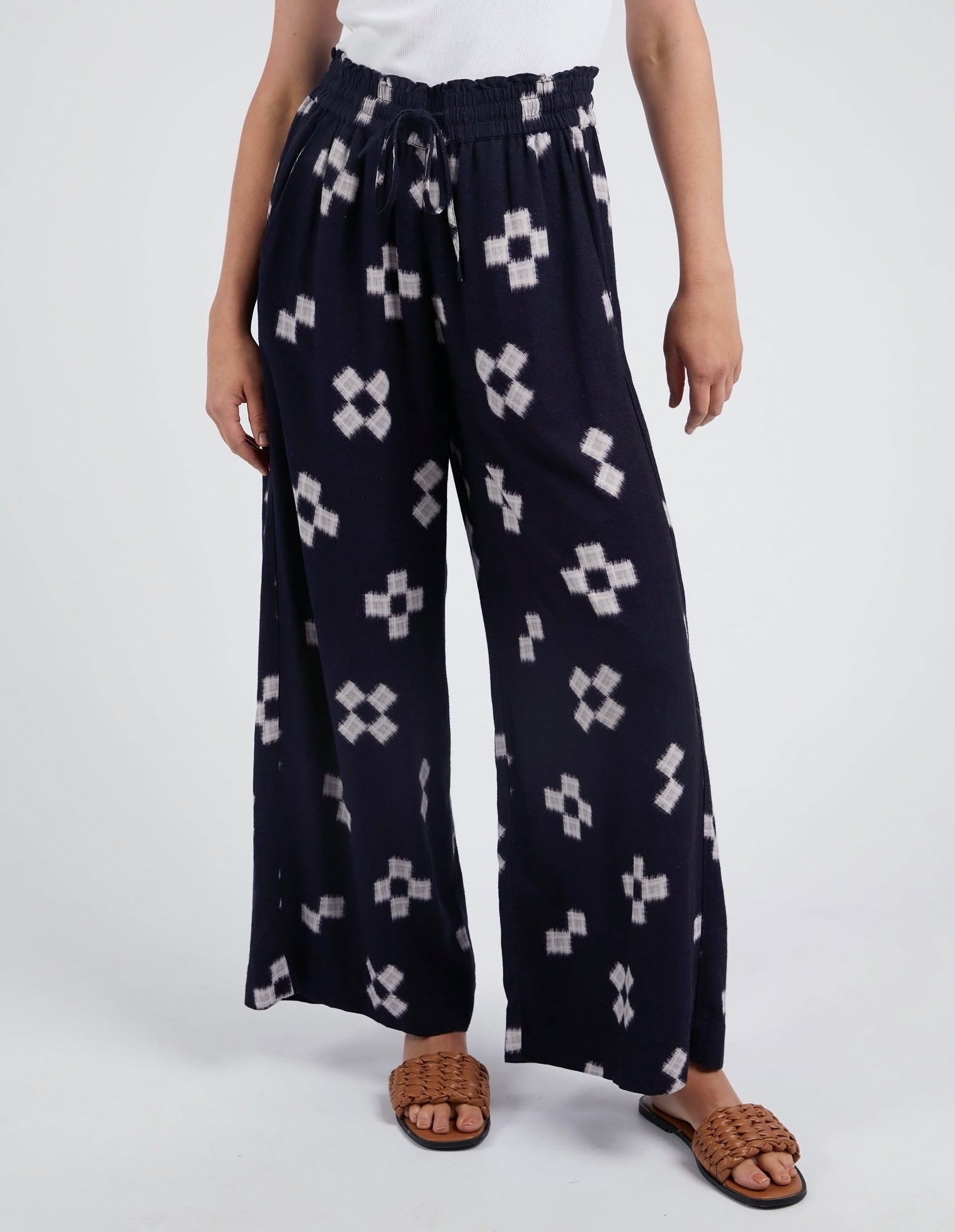 Elm Positano Women's Navy Print Pants - Comfortable & Stylish for Casual Wear, Office, and Travel
