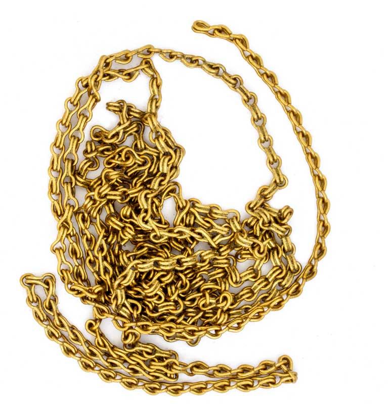 Kakelugnskedja Spjälledare - 2m Brass Fireplace Chain with Flue Guide for Wood Stoves & Fireplaces - Perfect for Home Heating & Cozy Winter Nights