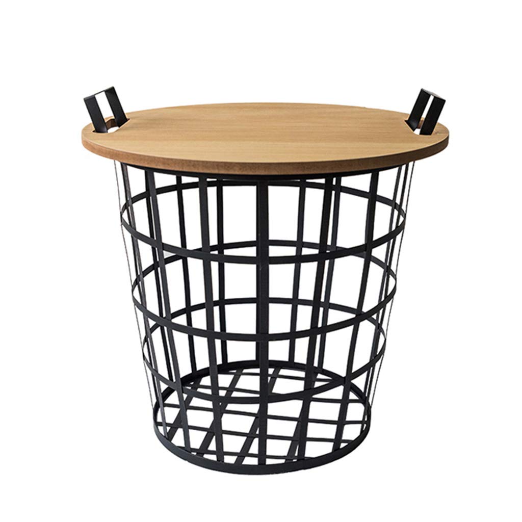 Nordic Wooden Top Metal Storage Basket - Organizer for Toys, Clothes & Home Sundries | Perfect for Nursery, Living Room & Bedroom Organization