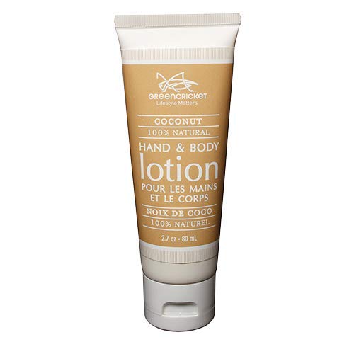 Green Cricket 100% Natural Hand & Body Lotion for Dry Skin - Moisturizing Coconut Scent - Perfect for Beach Days, Travel & Daily Hydration