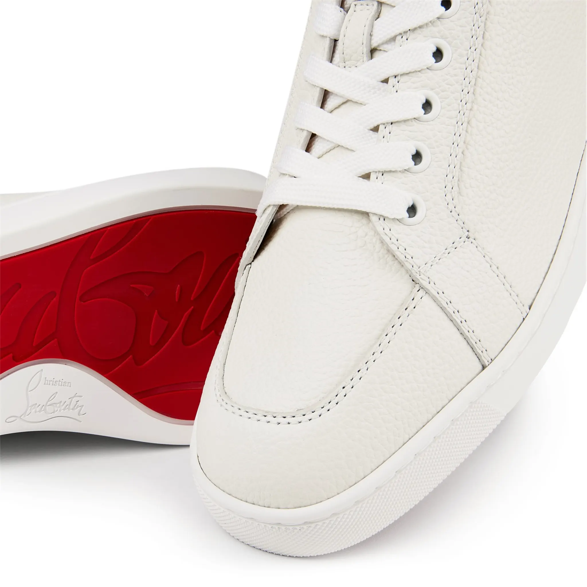 Christian Louboutin Rantulow Flat White Grain Leather Women's Loafers - Perfect for Office, Casual Wear & Everyday Comfort