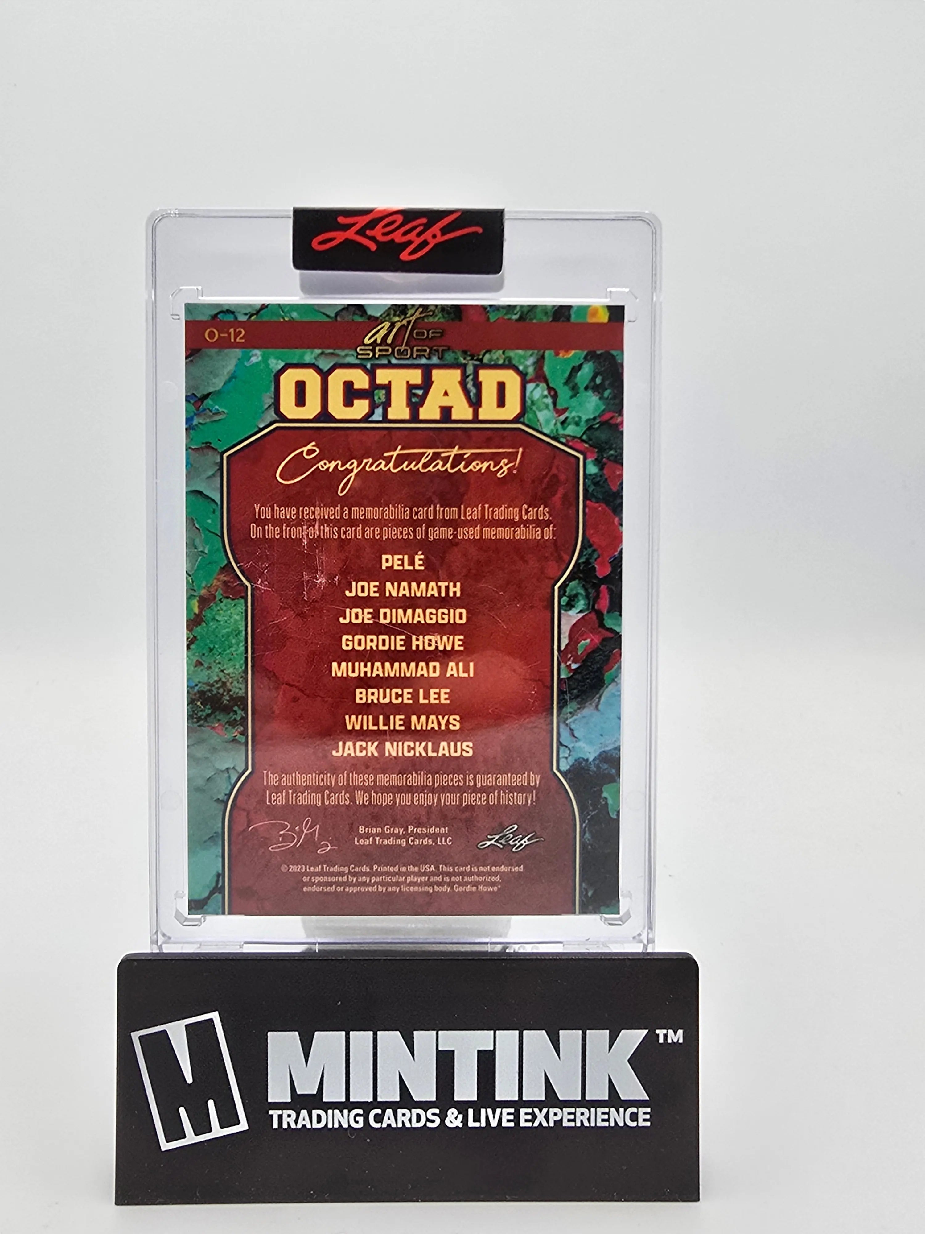 2023 Leaf Art of Sport Octad Trading Card - Pele, Gordie Howe, Muhammad Ali, Bruce Lee, Willie Mays, Jack Nicklaus, Joe DiMaggio, Joe Namath /9 - Perfect for Sports Memorabilia Collectors and Fans