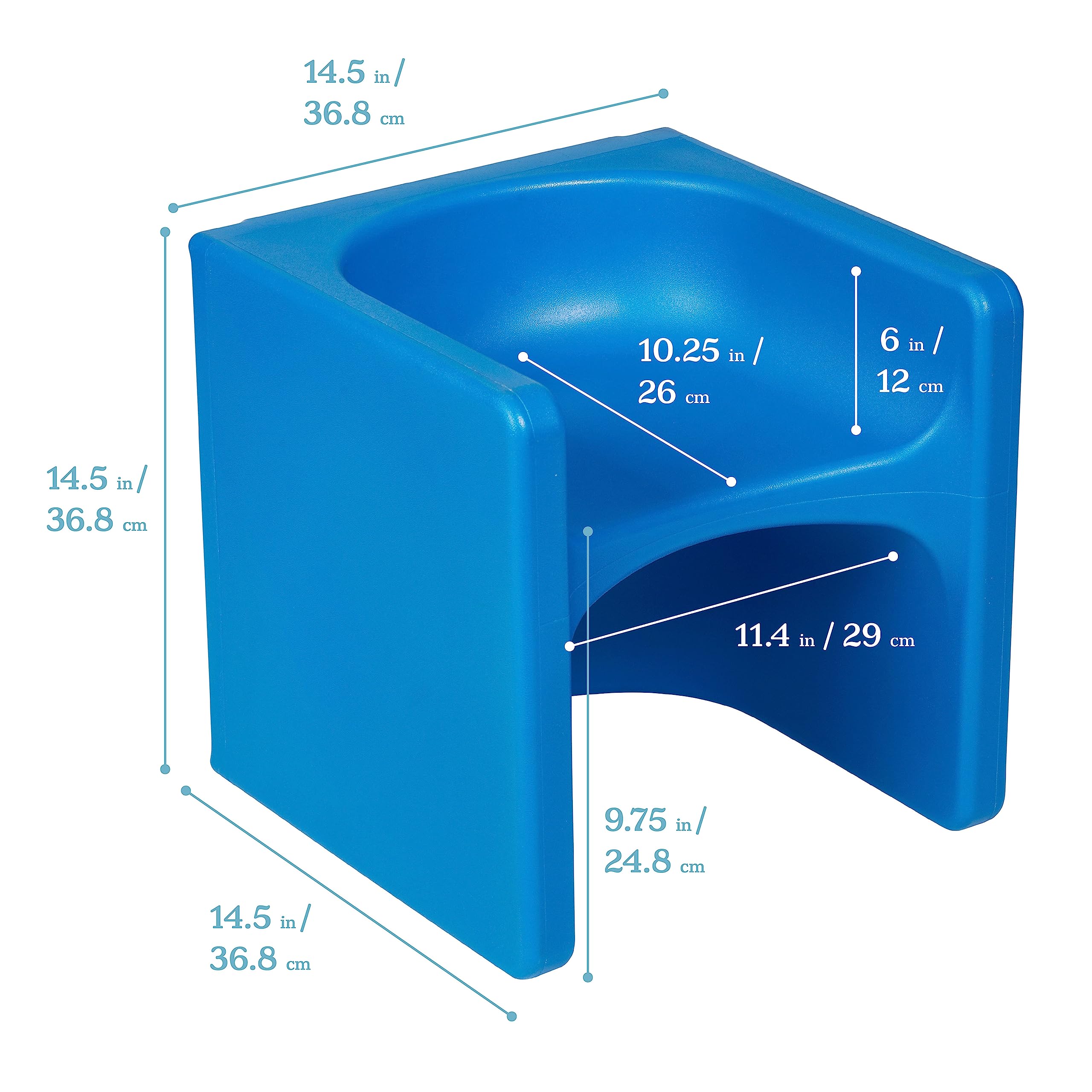 ECR4Kids Tri-Me 3-in-1 Cube Chair Set - Blue Kids Furniture for Classroom, Playroom & Bedroom - 4-Piece Multi-Functional Seating & Storage Solution for Toddlers & Children