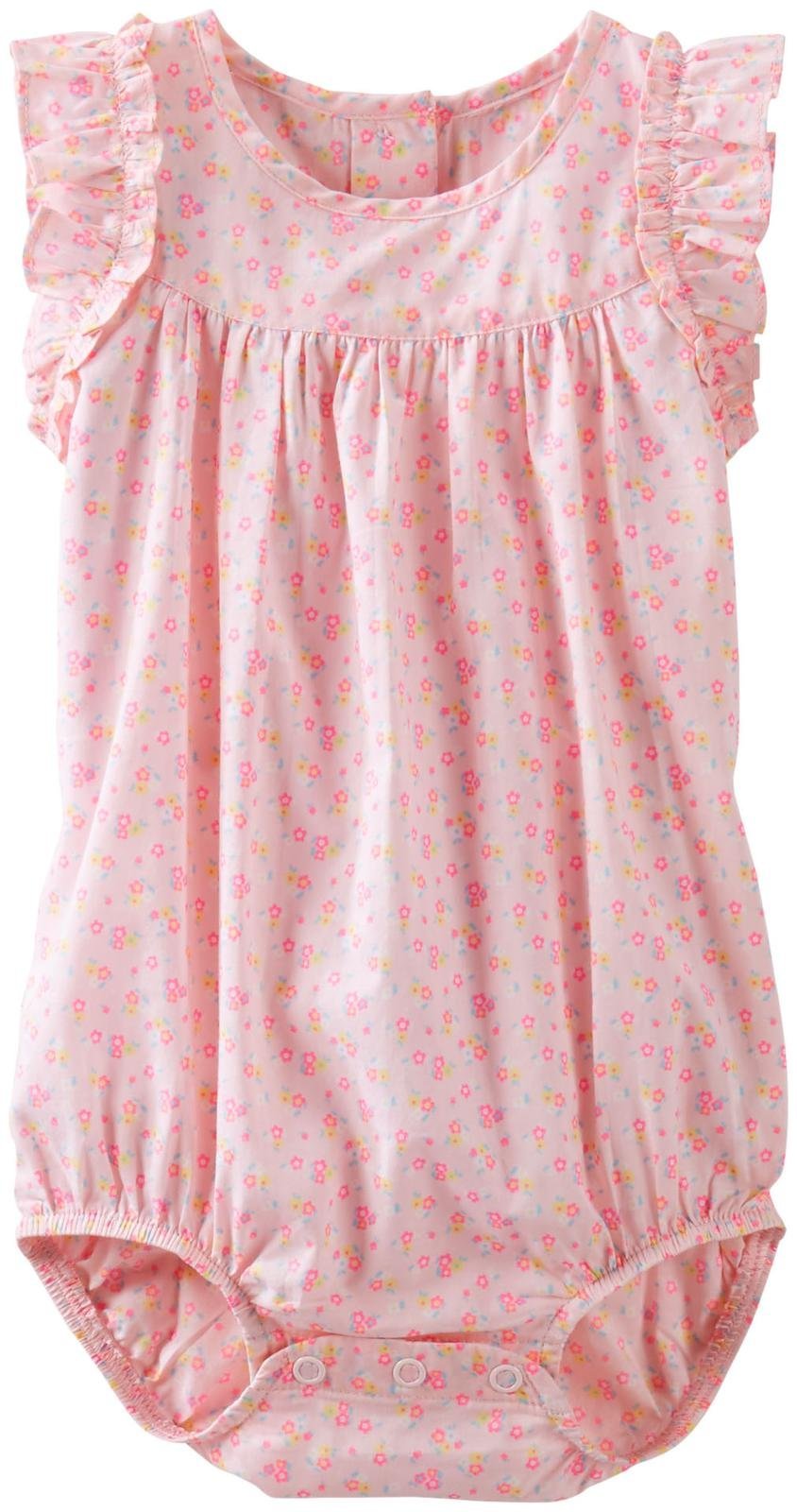 Carters OshKosh Baby Girl Floral Poplin Bodysuit - Pink Cotton Outfit for Newborns & Infants | Perfect for Spring Photos, Family Outings & Special Occasions