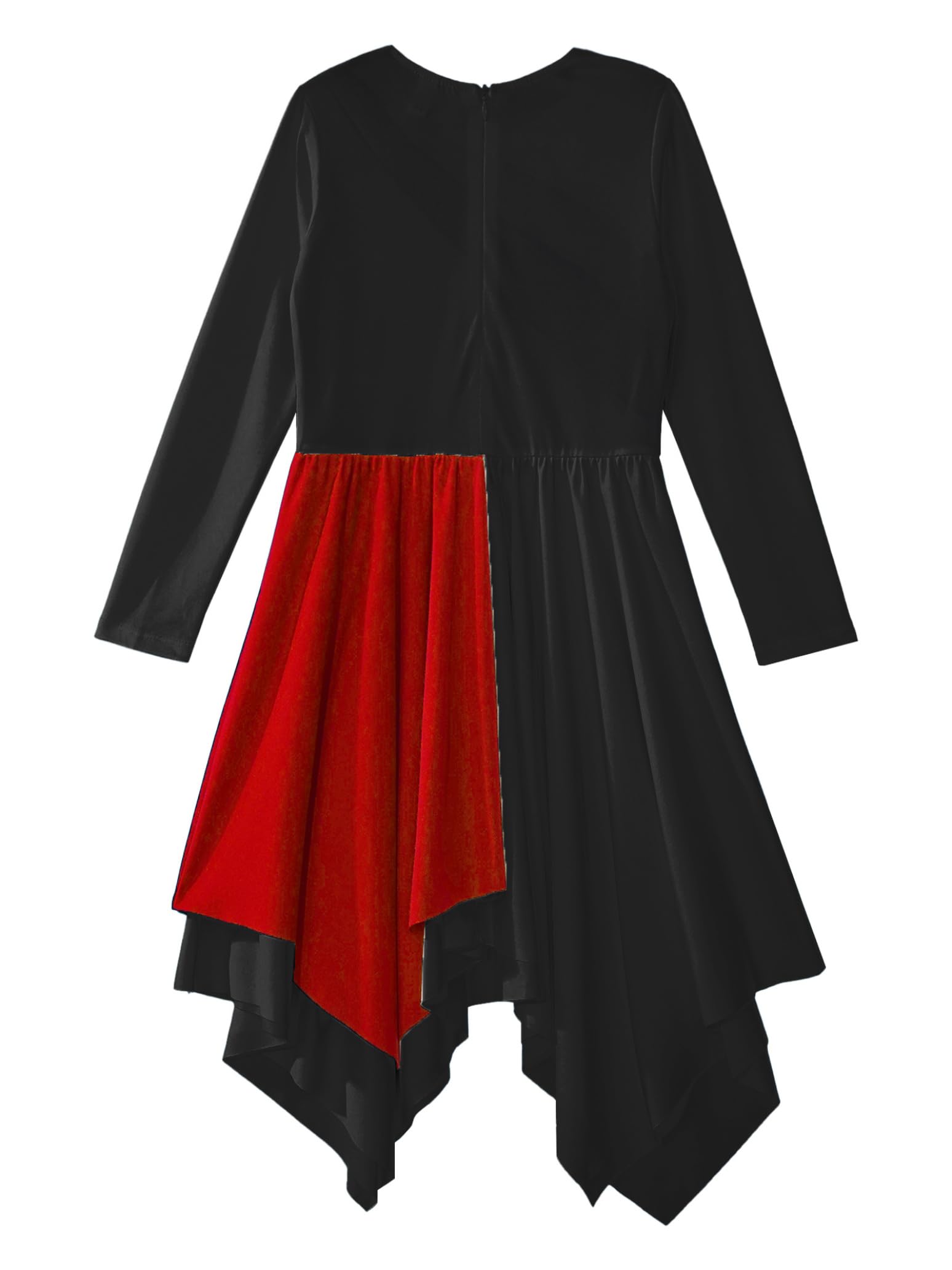 Long Sleeve Praise Dance Dress for Girls - Metallic Liturgical Worship Costume with Asymmetrical Design - Church Choir Robe & Tunic for Performances, Worship Services & Special Events