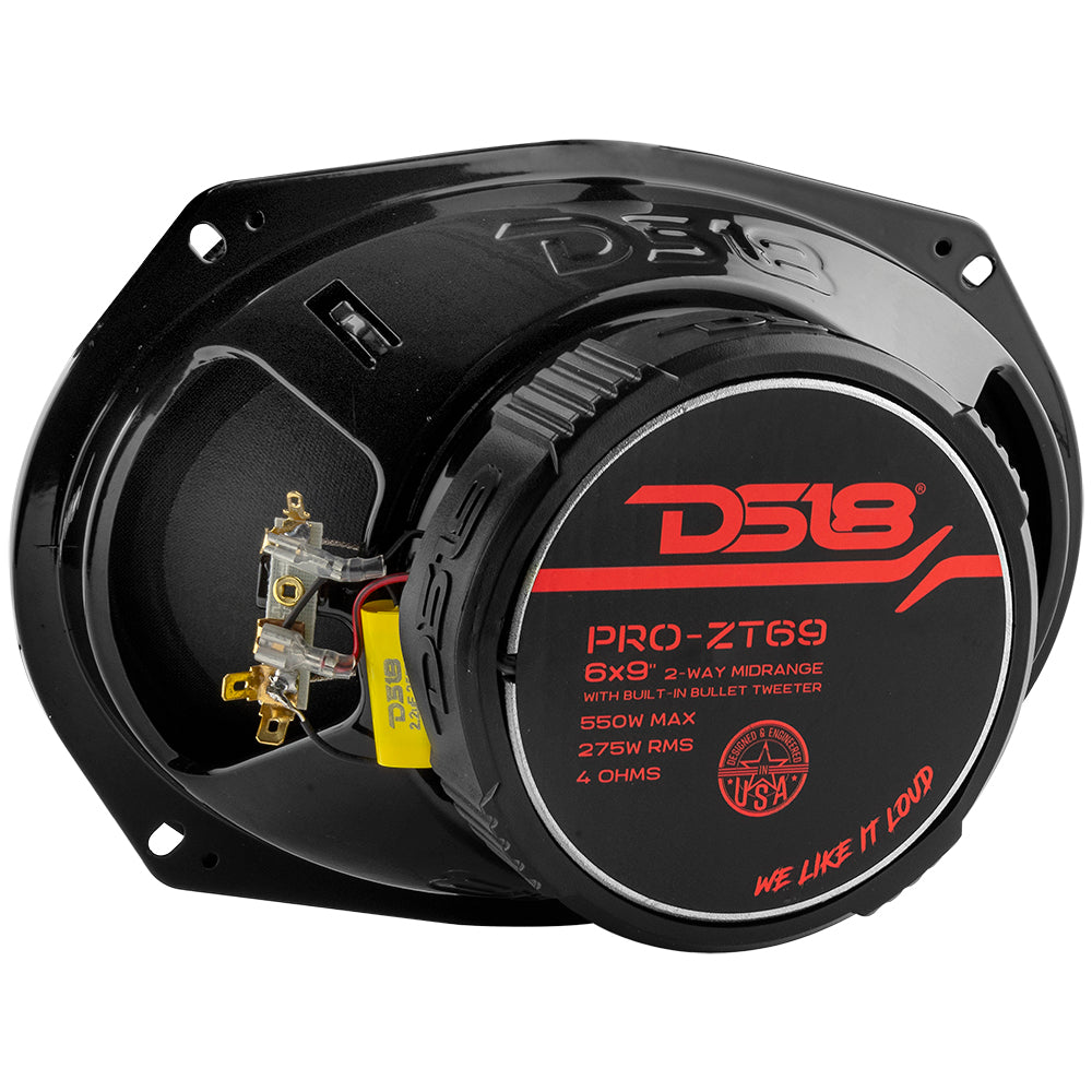 PRO ZT 6x9 Coaxial Mid-Range Loudspeaker - Water Resistant Cone, Built-in Bullet Tweeter & Grill - 275 Watts RMS, 4 Ohm - Perfect for Car Audio, Marine & Outdoor Sound Systems