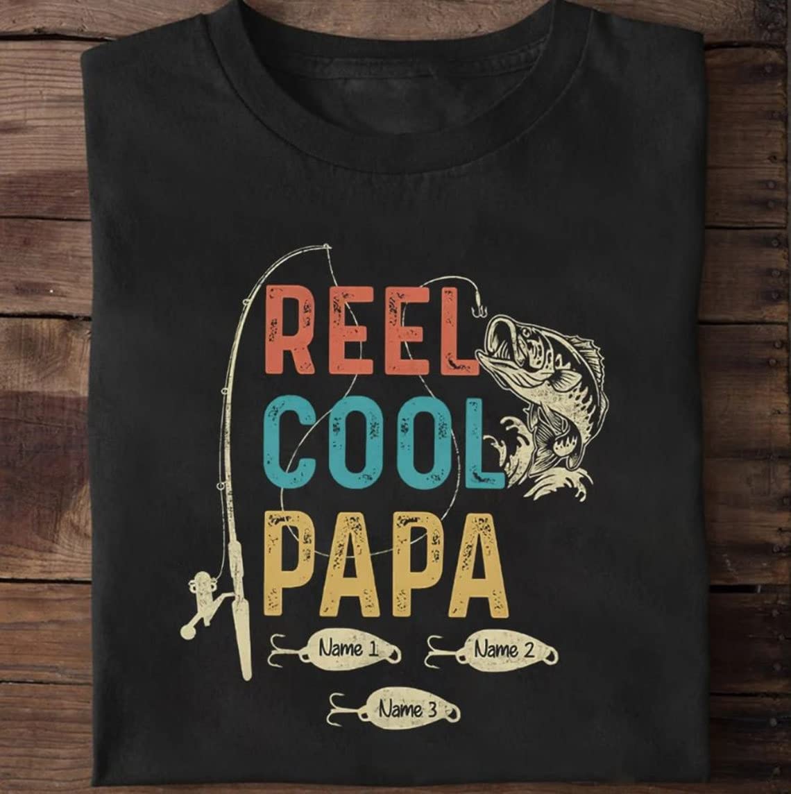 Funny Personalized Fishing Shirt for Dad & Grandpa - Custom Reel Cool Papa T-Shirt Gift for Fishing Lovers - Perfect for Father's Day, Birthday & Outdoor Activities