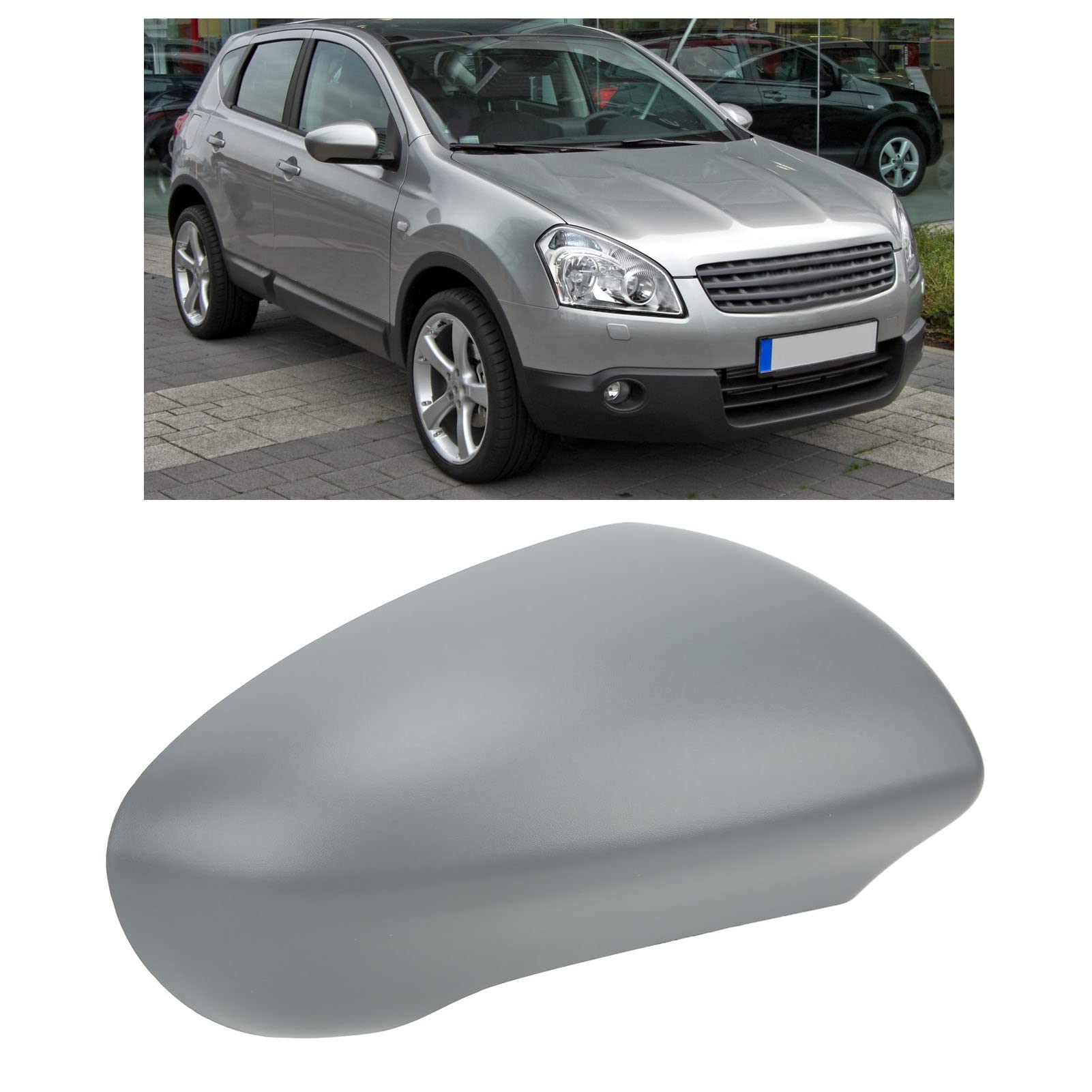 Nissan Qashqai J10 2007-2014 Right Side Mirror Cover Replacement - OEM Style Grey Door Mirror Housing for Enhanced Visibility & Safety - Perfect for Daily Commuting and Parking Assistance