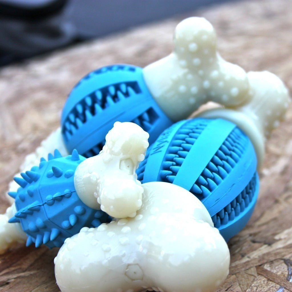 Dental Double Action Chew Toy for Dogs - Durable Pet Teeth Cleaning Chews for Puppies & Adult Dogs - Promotes Oral Health & Reduces Plaque - Perfect for Aggressive Chewers & Playtime