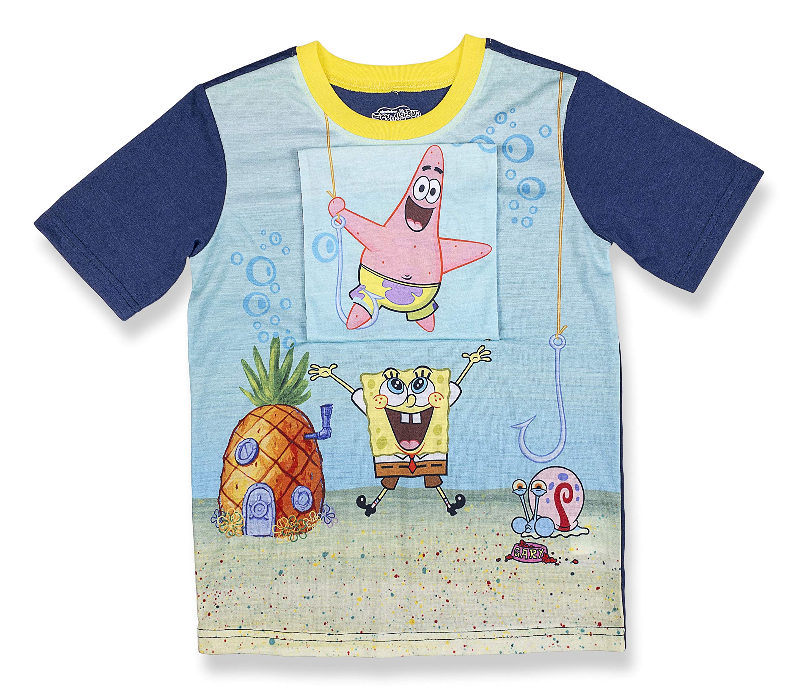 SpongeBob SquarePants Boys' 2-Piece Pajama Set - 100% Polyester Soft Sleepwear - Navy Blue Toddler PJS (2-4T) - Perfect for Bedtime & Lounging