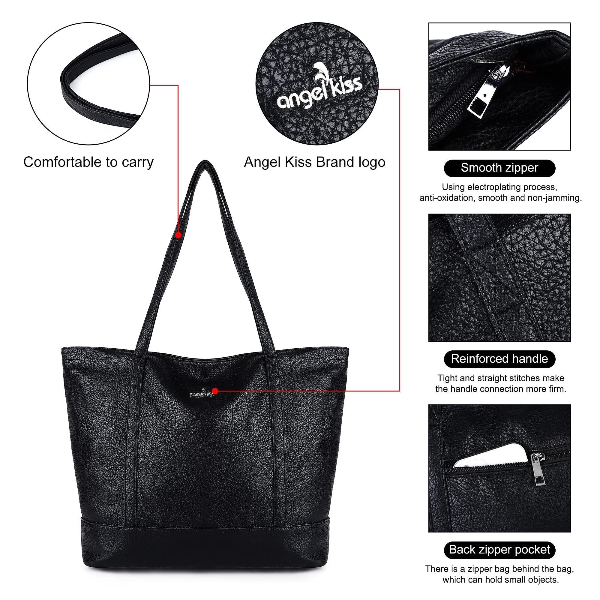 Stylish Vegan Leather Tote Hobo Shoulder Bag for Women - Casual Fashion Satchel Purse with Matching Wallet Set | Perfect for Work, Shopping & Everyday Use