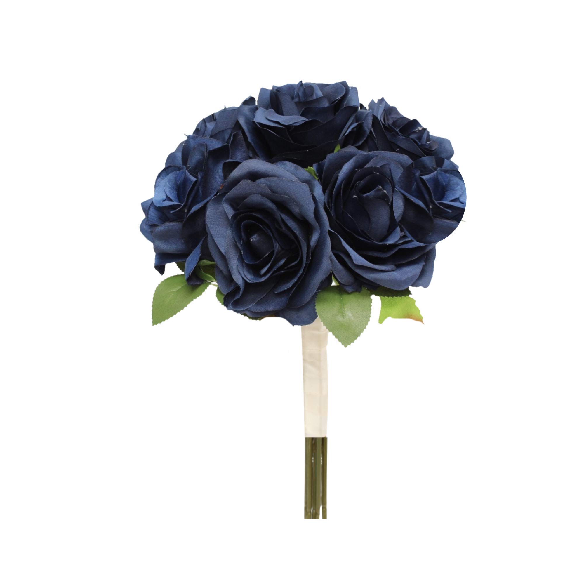 Handcrafted Artificial Classic Rose Bouquet with Greenery - Midnight Navy Color | Angel Isabella LLC | Perfect for Home Decor, Wedding Centerpieces & Gift Giving