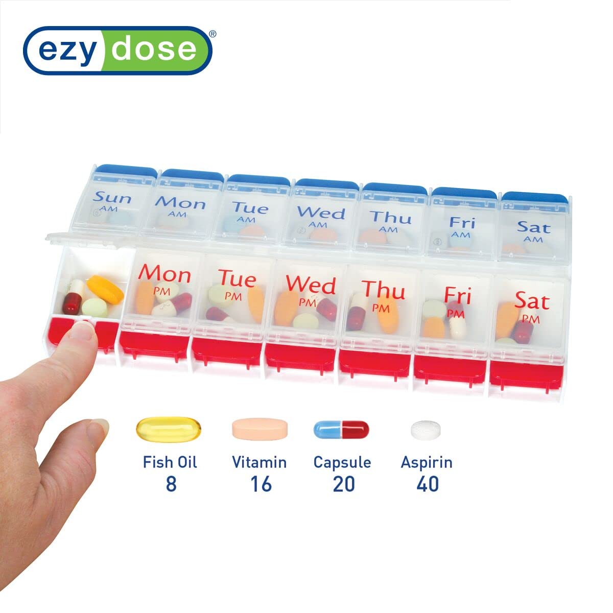 7-Day Push Button Pill Organizer - AM/PM Daily Medicine & Vitamin Case (2 Times a Day) - Perfect for Travel, Work, and Home Medication Management