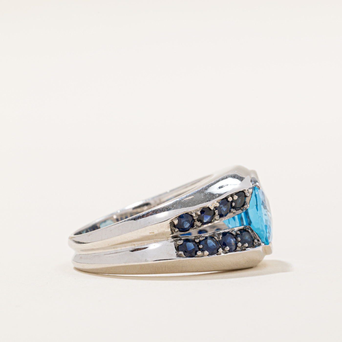 Exquisite 6.75ct Topaz & 1.12ct Sapphire Cocktail Ring - Size 9 | Elegant Statement Jewelry for Evening Parties, Weddings & Special Occasions