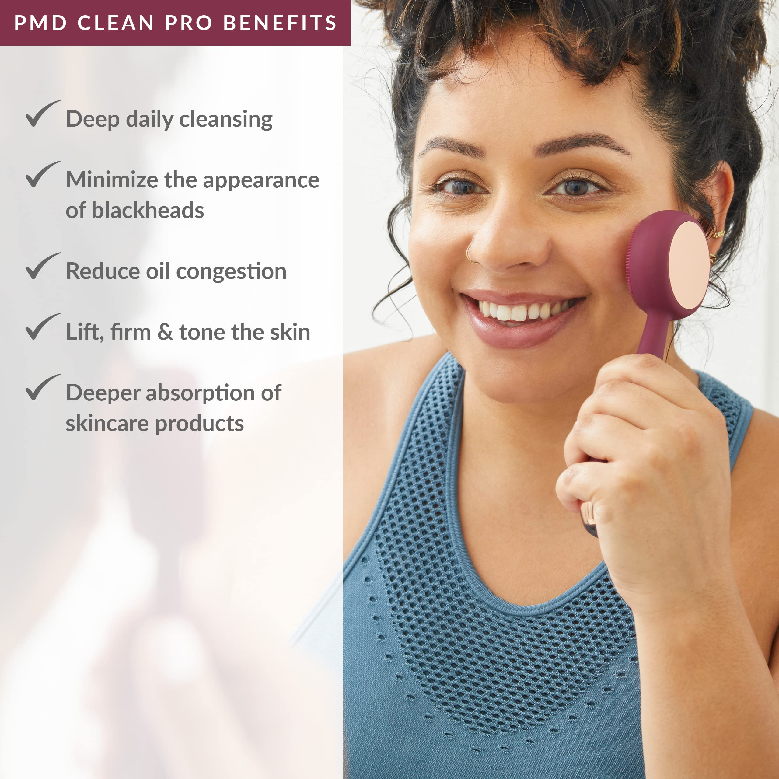 PMD Clean Pro Smart Facial Cleansing Device with Silicone Brush & ActiveWarmth Anti-Aging Massager - Deep Pore Cleanser for Glowing Skin - Perfect for Daily Skincare Routine & Anti-Aging Treatment at Home