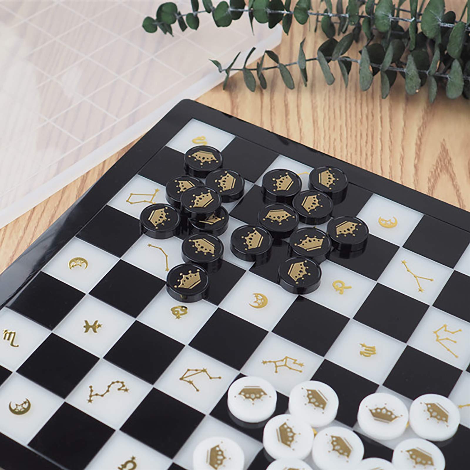 Checkerboard Game Epoxy Resin Silicone Molds - 2-Piece Set for Chess Pieces & Jewelry Making - Perfect for DIY Crafts, Resin Casting, and Board Game Accessories