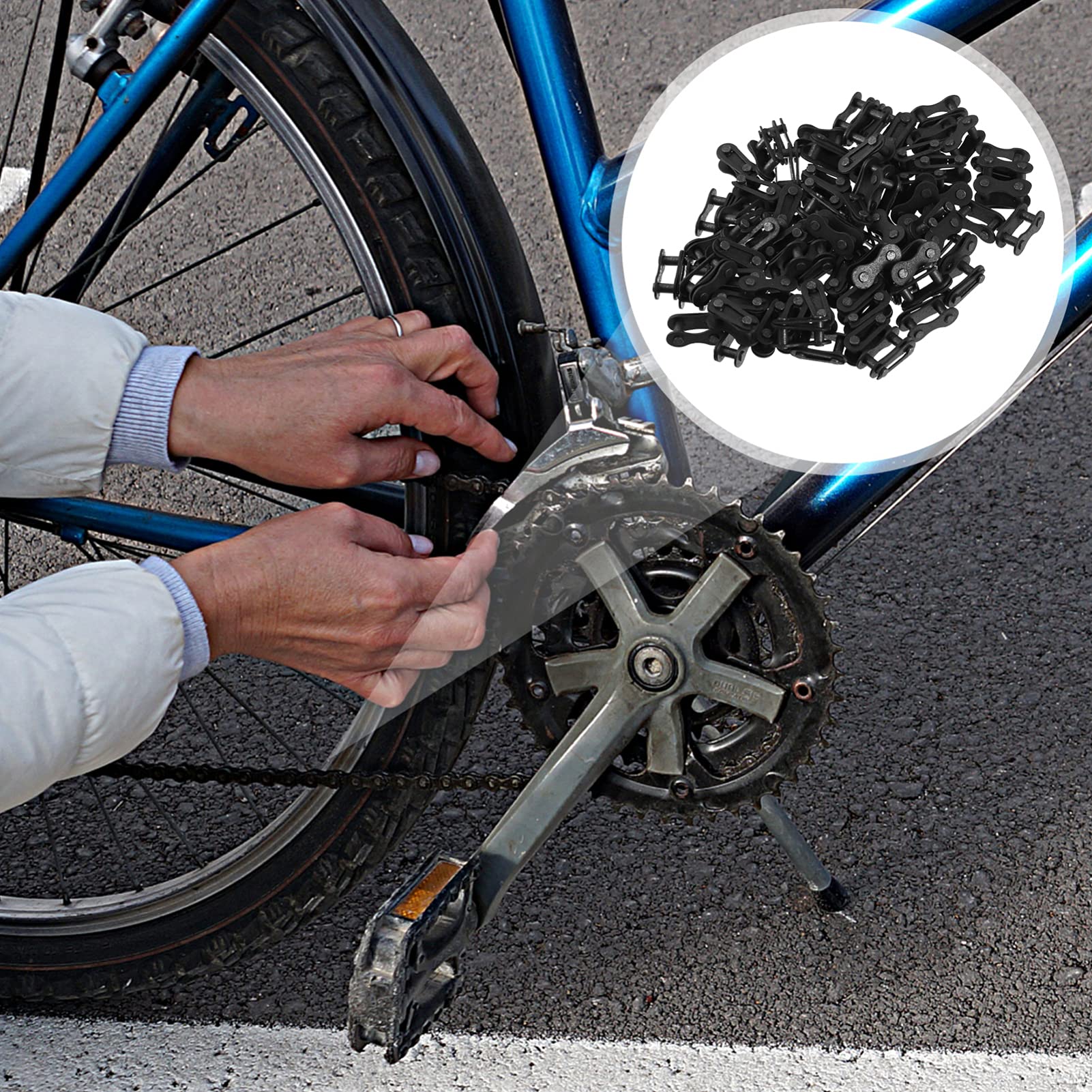 FAVOMOTO 100pcs Bike Chain Connector - Heavy Duty Chain Link Buckle, Quick Connect Master Link for Bicycle Chains - Perfect for Mountain Bikes, Road Bikes & BMX Repair & Maintenance