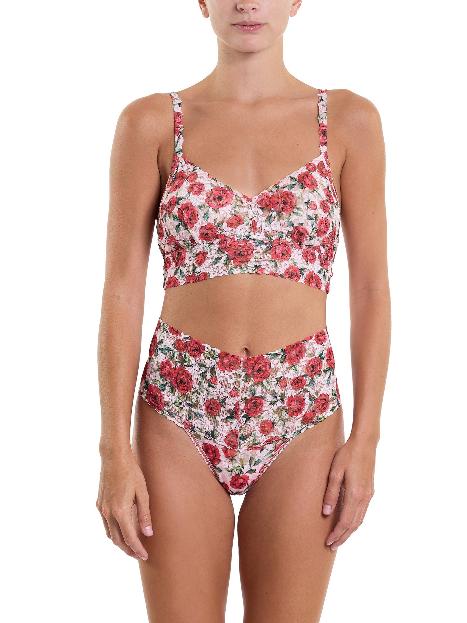 Vintage Printed Lace Thong Panties - Sexy Retro Underwear for Women - Perfect for Date Night, Boudoir & Special Occasions