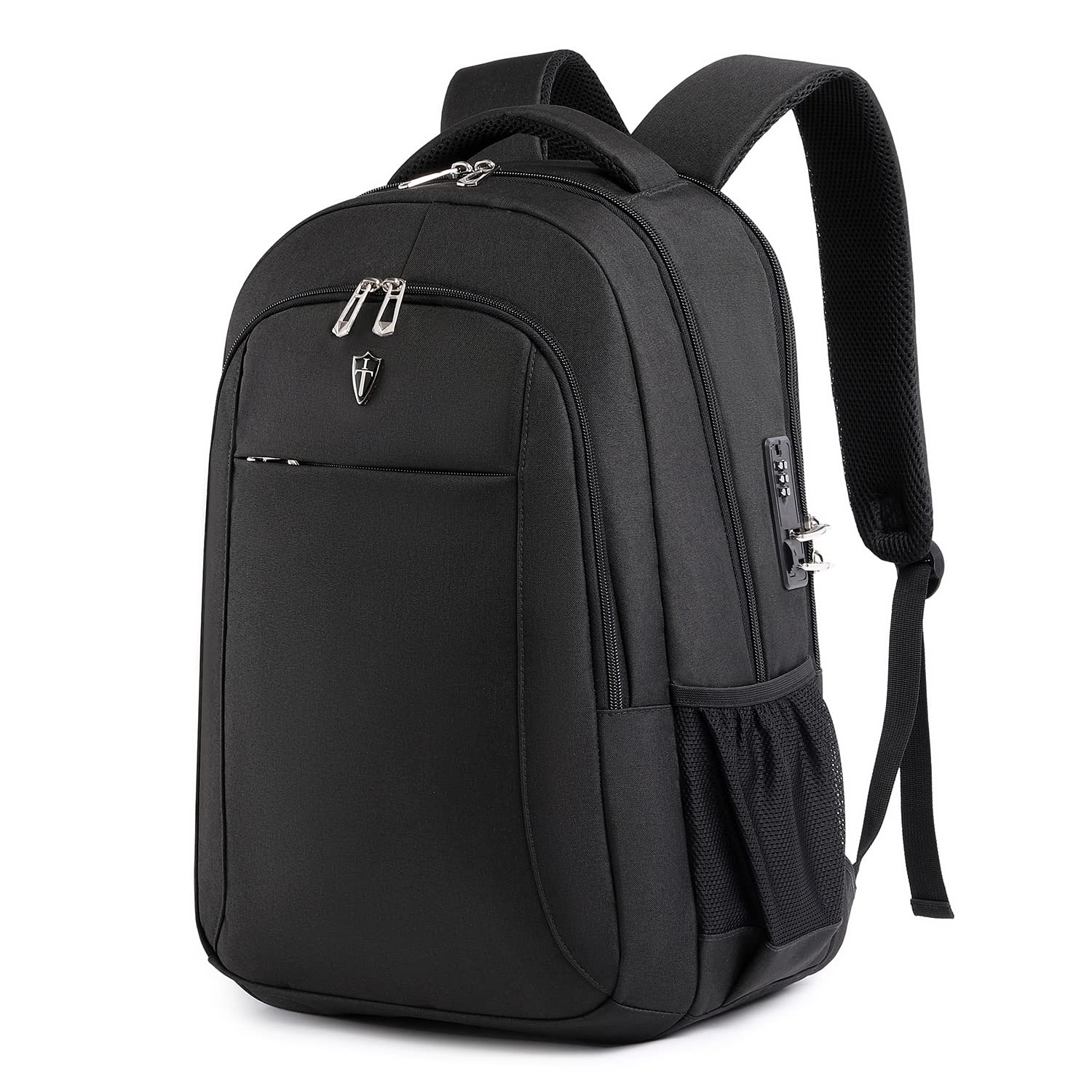 Victoriatourist Anti-Theft Water Resistant Laptop Backpack with USB Charging Port & Lock - 15.6 Inch Durable Business Travel Backpack for Men & Women - Perfect for College, Commuting & Airplane Carry-On (Black)