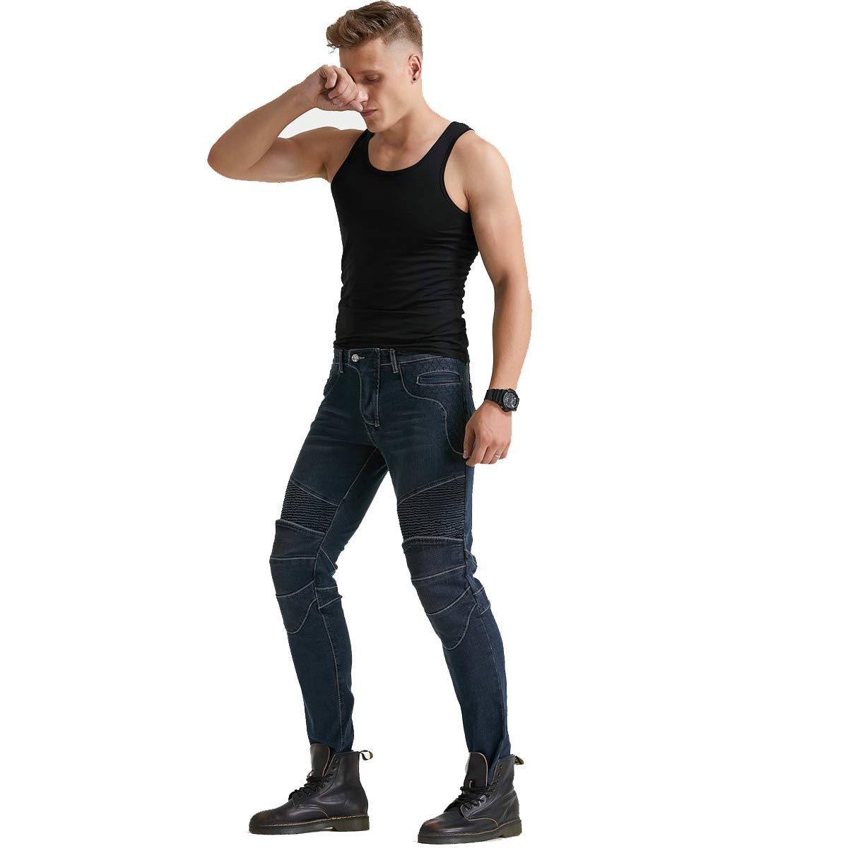 2019 Men's Motorcycle Riding Jeans - Biker Pants with Anti-Fall Protection for Racing & Motorbike (XXL 36, Waist 37