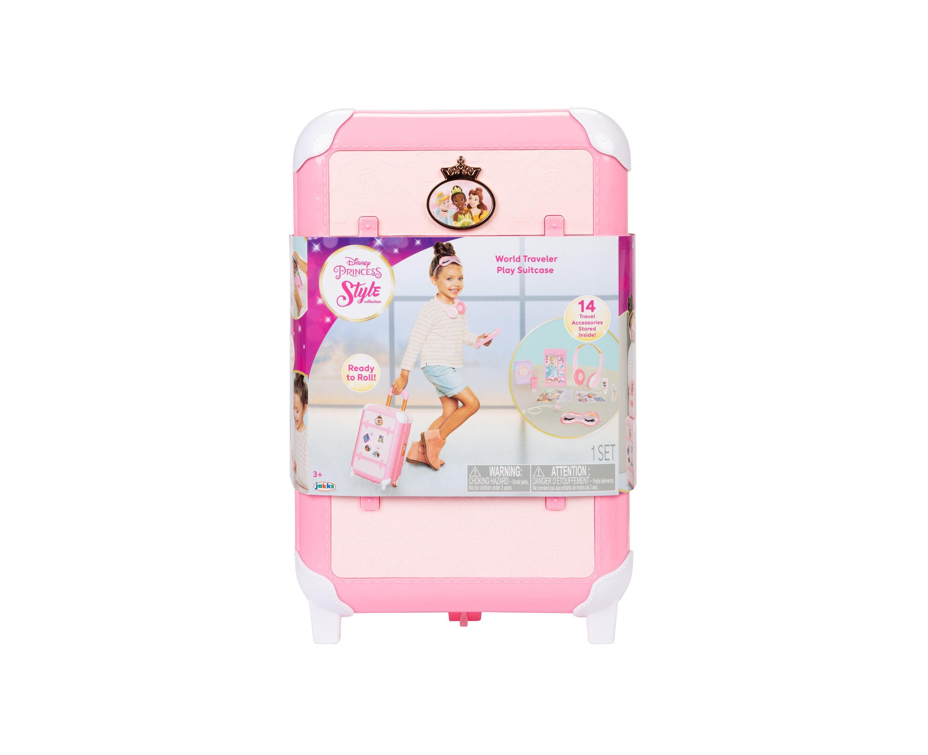 Disney Princess Style Collection World Traveler Suitcase Playset for Kids - Pretend Play Luggage Set for Travel Adventures & Role Play Games