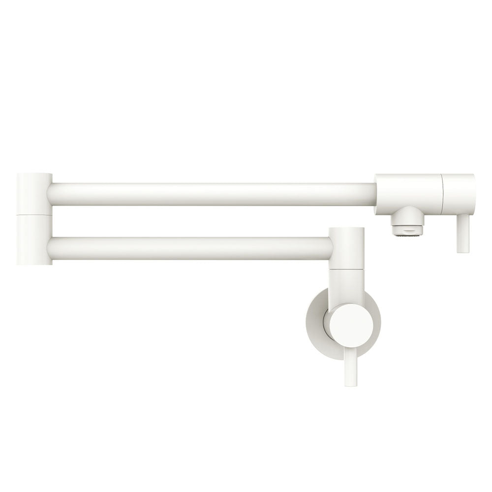 Fienza 228120MW Kaya Pot Filler Faucet - Matte White Finish - Wall Mounted Kitchen Sink Faucet for Easy Pot Filling - Perfect for Cooking, Baking & Large Pots